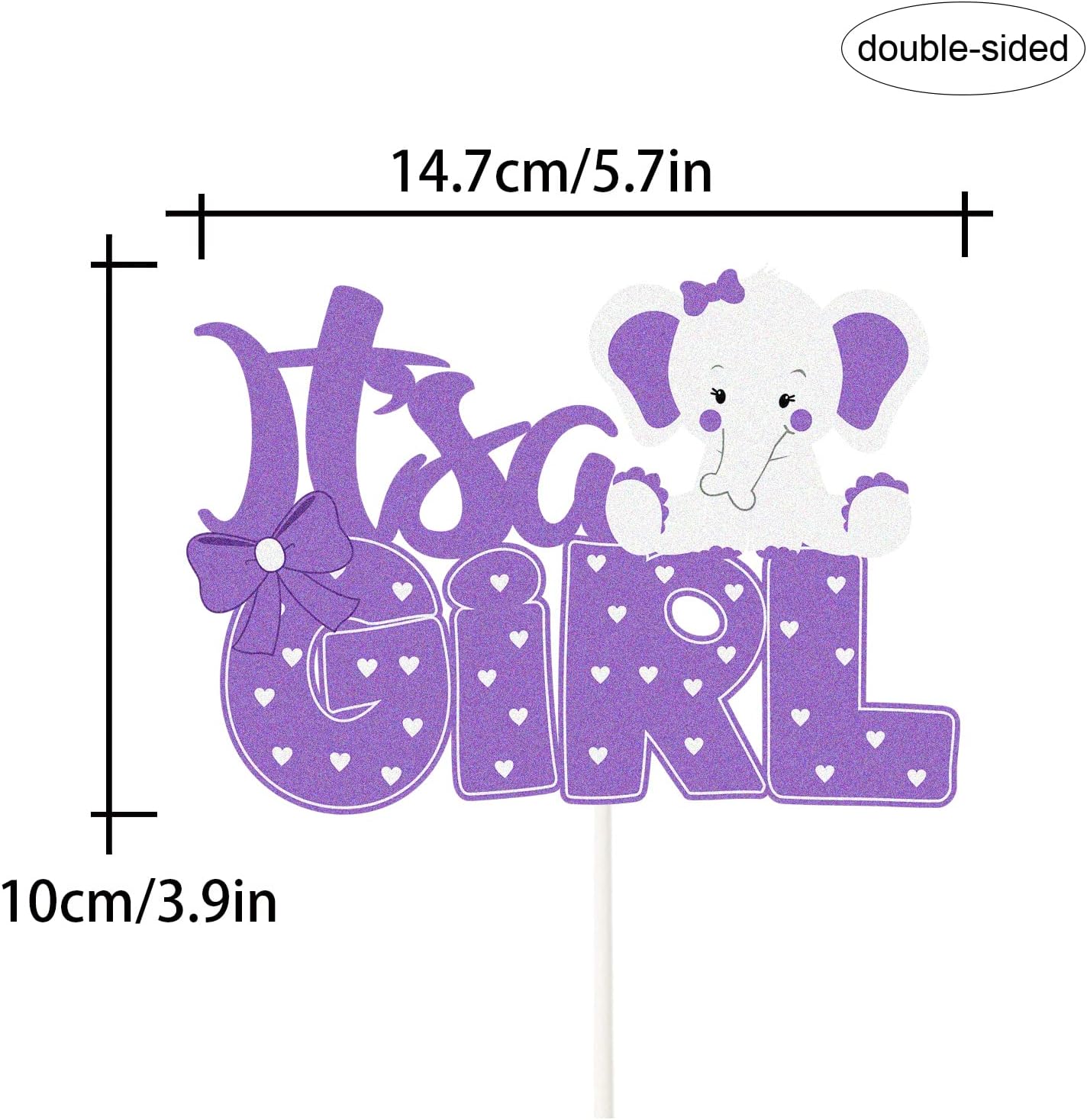Purple Elephant Its a Girl Cake Topper