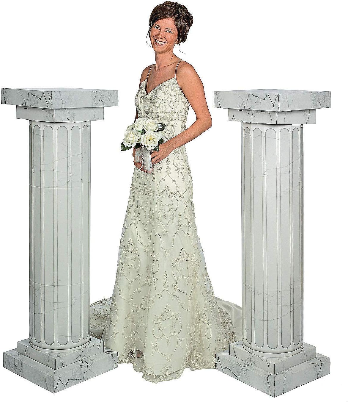 Fun Express 45 Tall Marble-Look Fluted Pillars 2 Pack