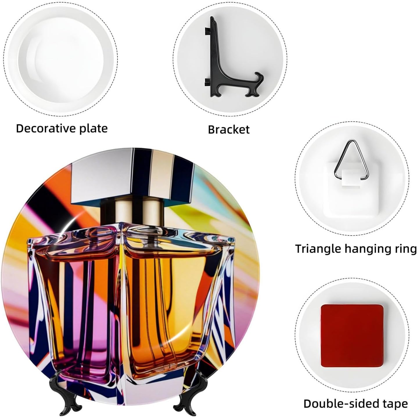 Ceramic Decorative Plate with Perfume Bottle Print 6in