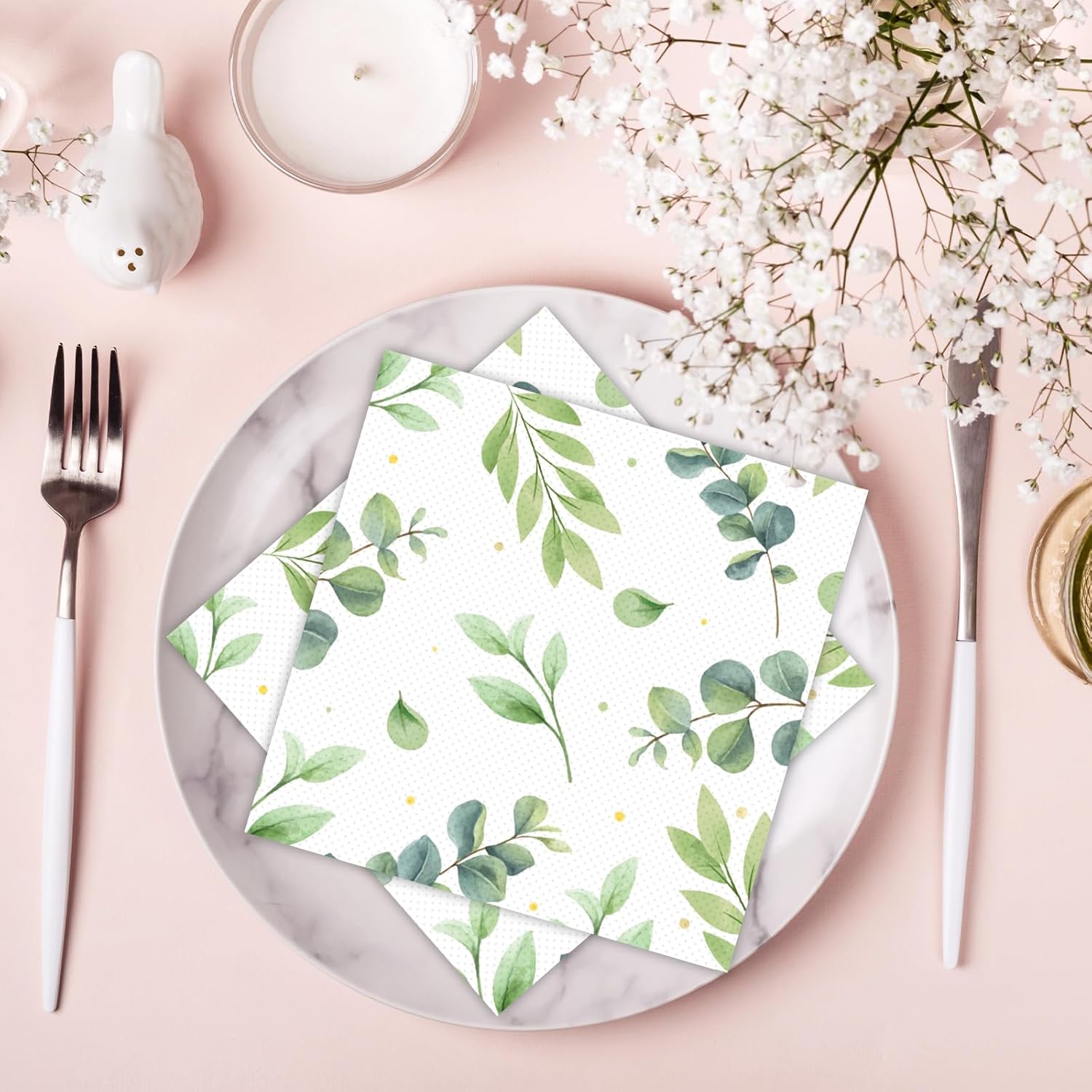 100PCS Eucalyptus Leaf Napkins Sage Green