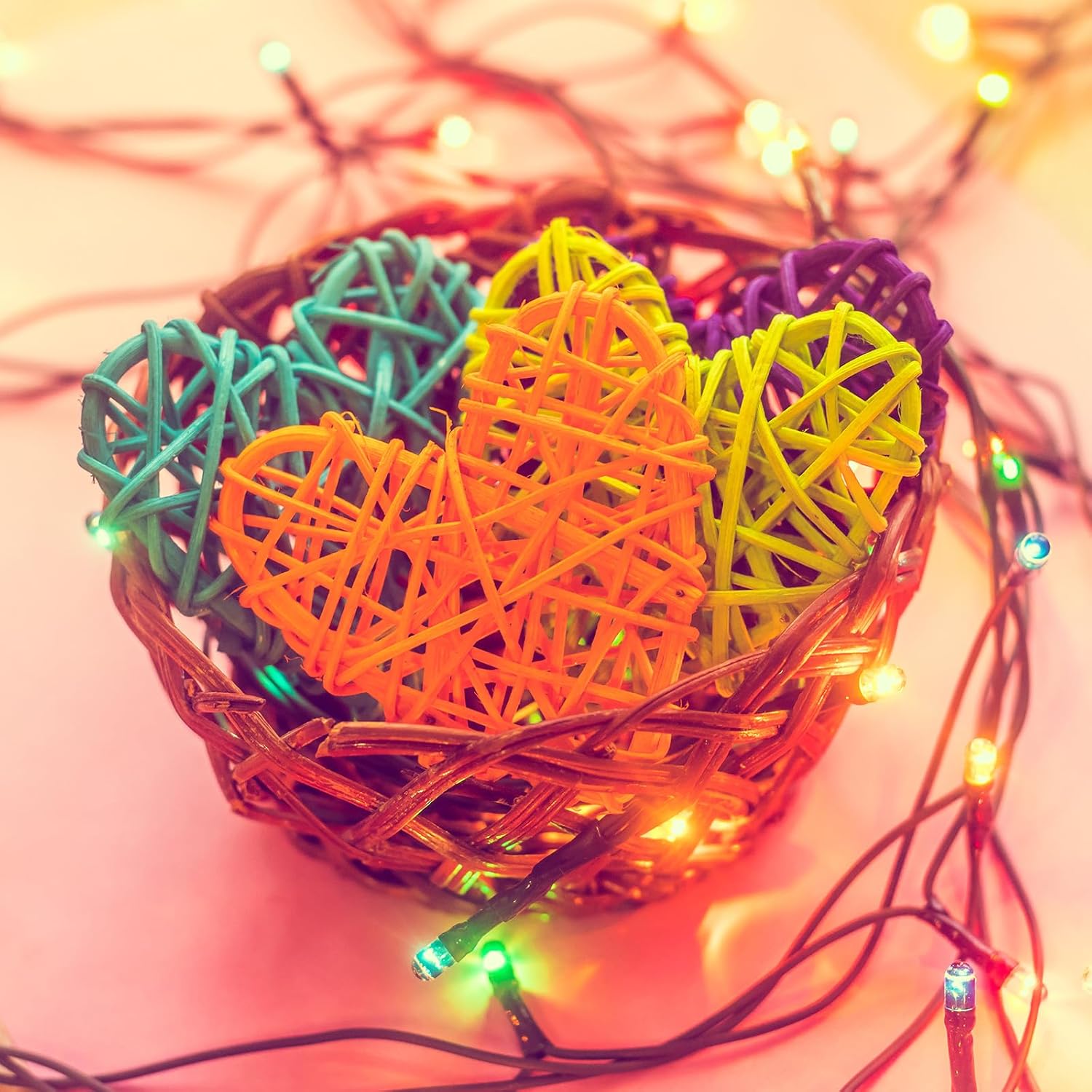 MECCANIXITY 8Pcs Heart Shaped Rattan Decorative Balls