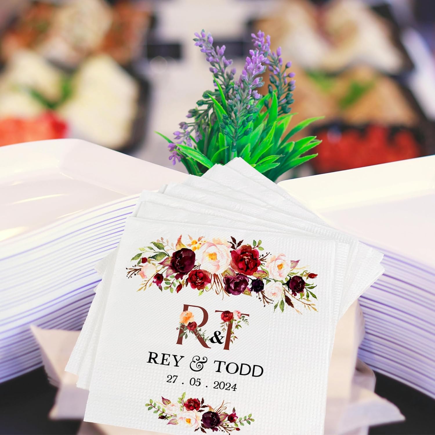 Luxury Personalized Napkins For Party Custom Printed Wedding Napkins