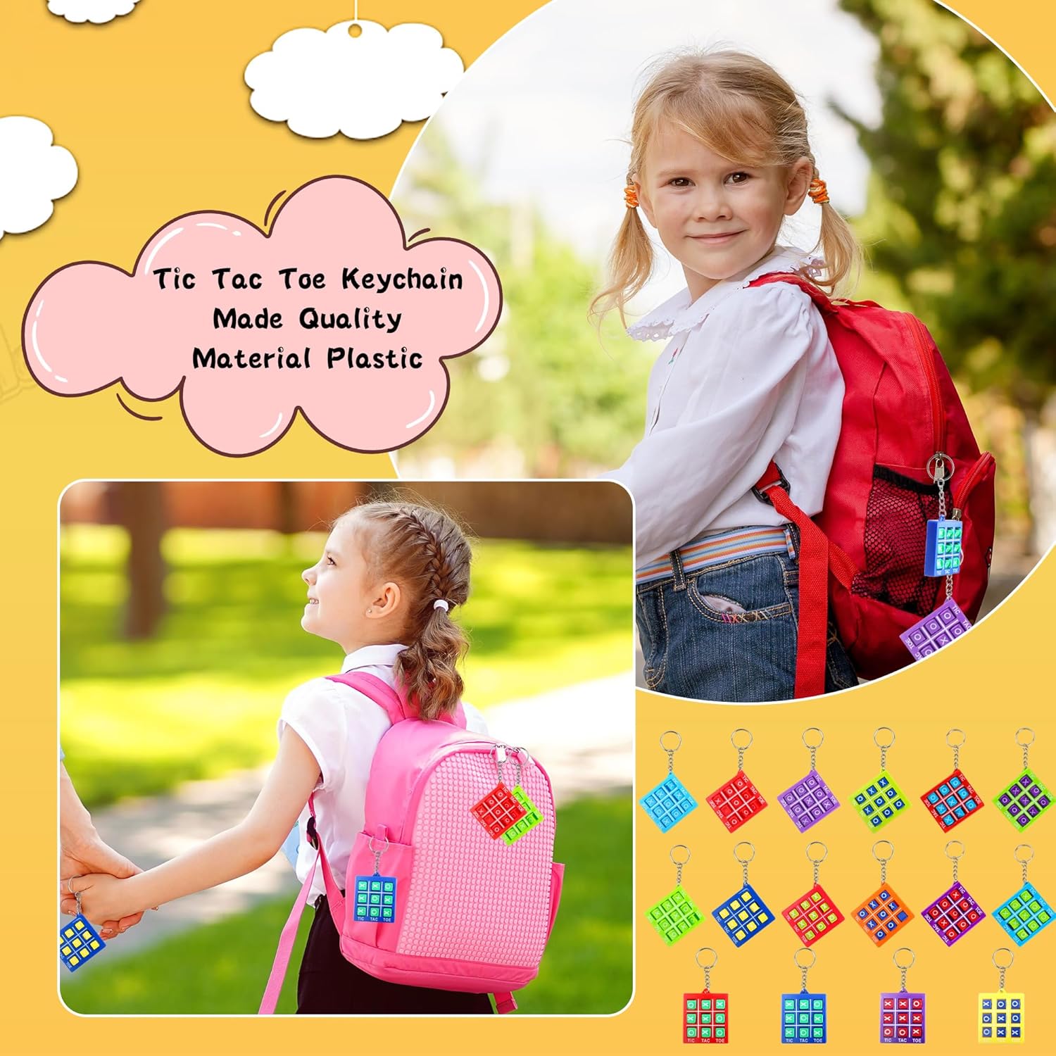 32 Pack Tic Tac Toe Keychain Set for Kids and Adults