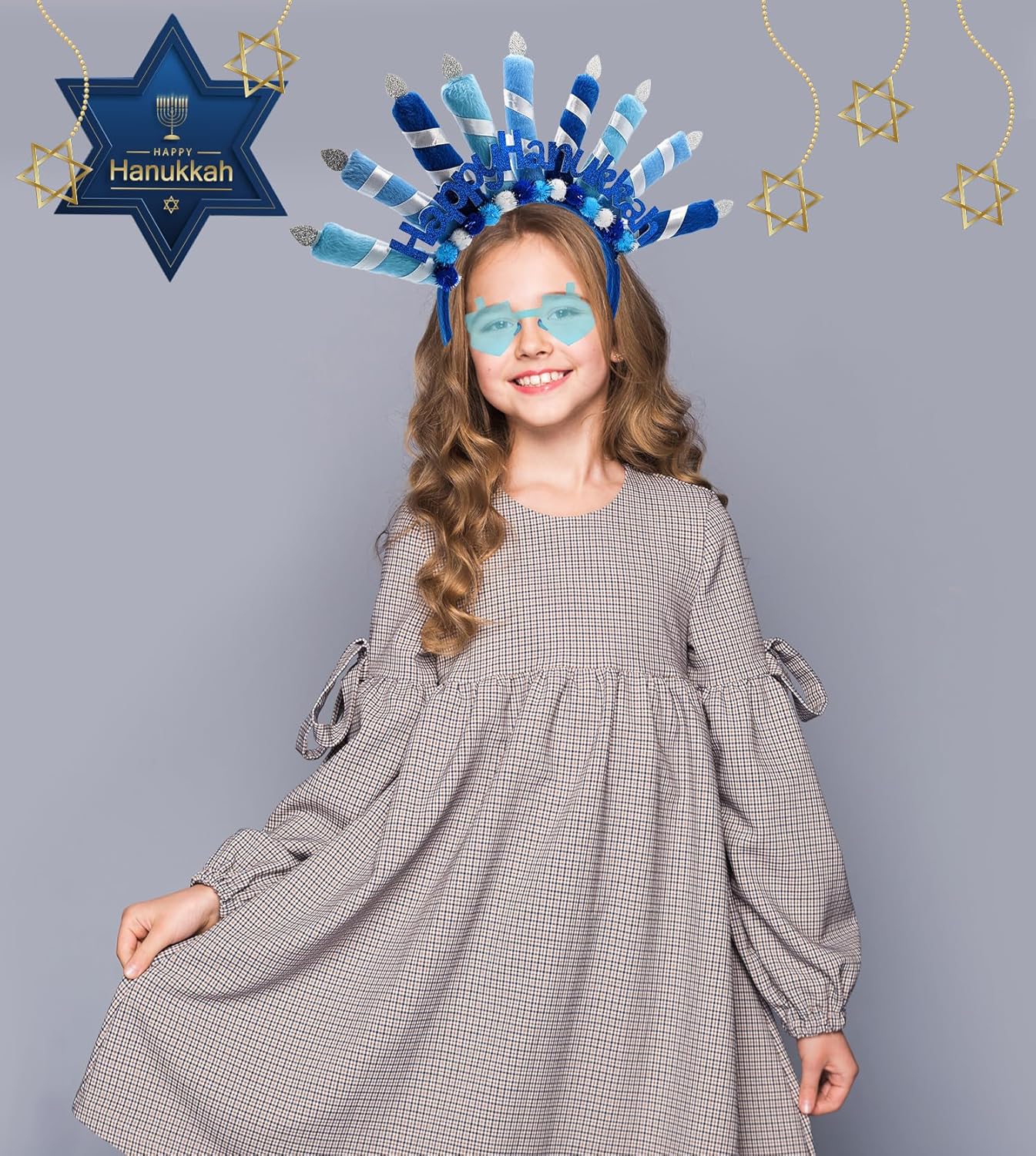 Menorah Headbands for Hanukkah 8 Pack