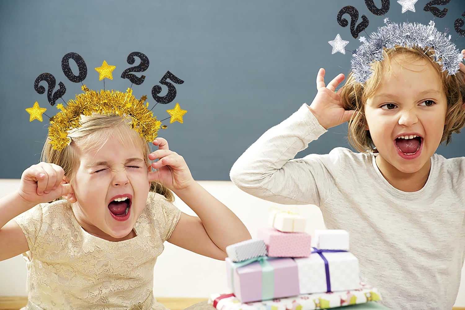 Threetols 2025 Happy New Year Star Headband Tiara for Women Men Kids