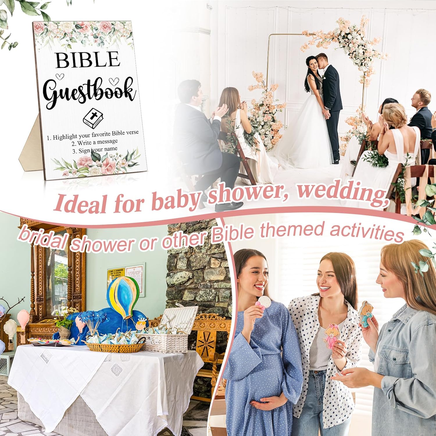 Geelin 19 Pcs Bible Guest Book Sign Set with Pens and Highlighters