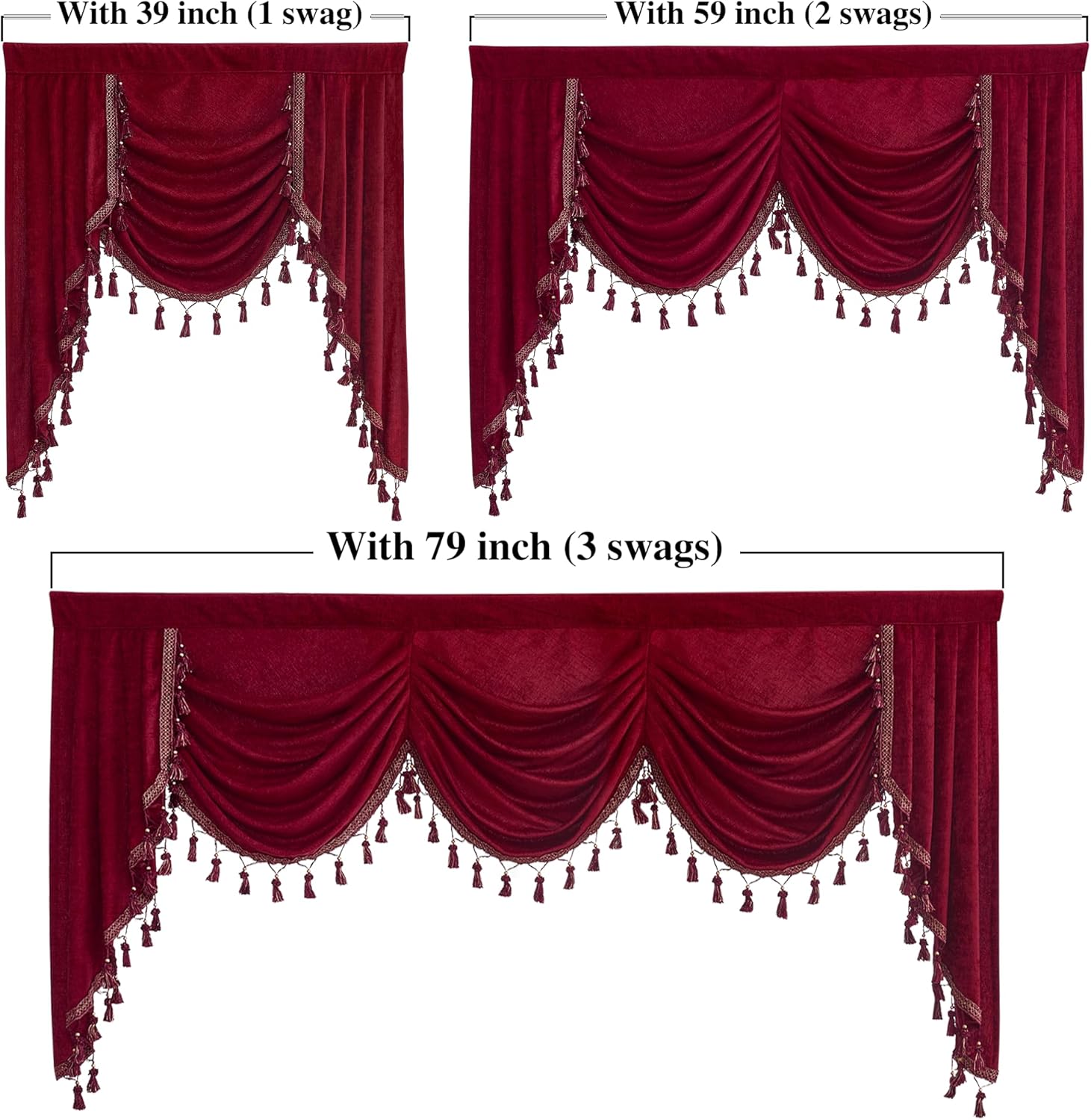 NICETOWN Thick Chenille Waterfall Valance with Tassel