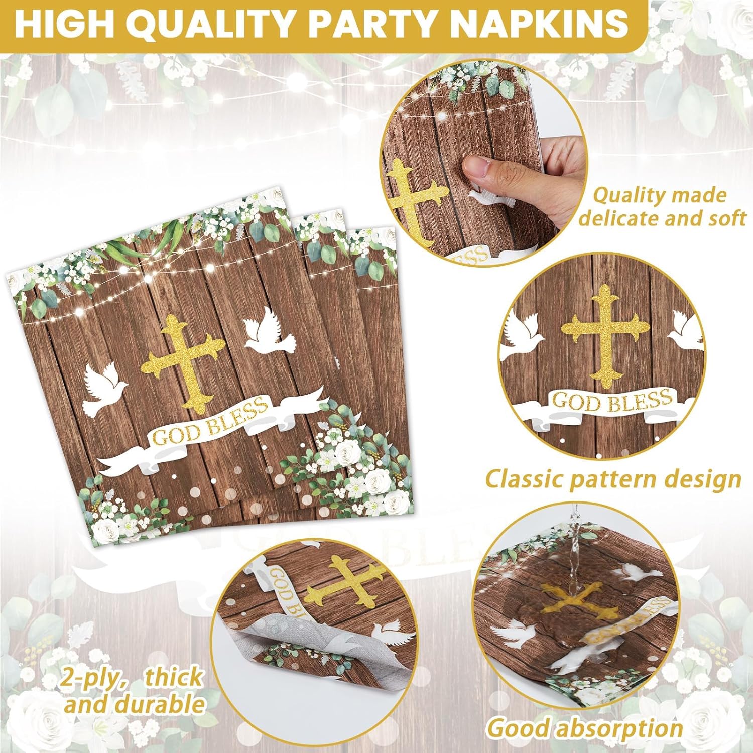 God Bless Baptism Tableware Set for 24 Guests