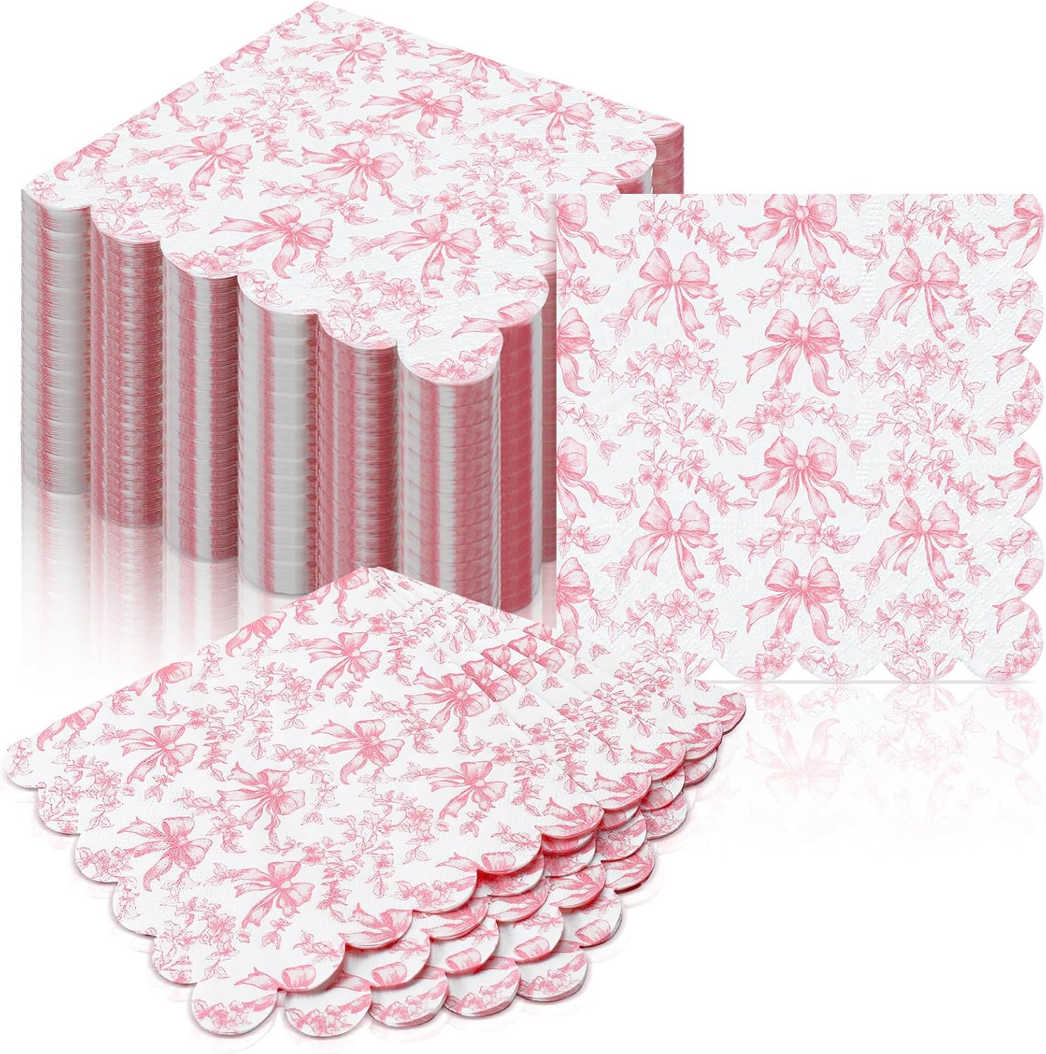 150 Pcs Pink Bow Napkins Coquette Party Supplies