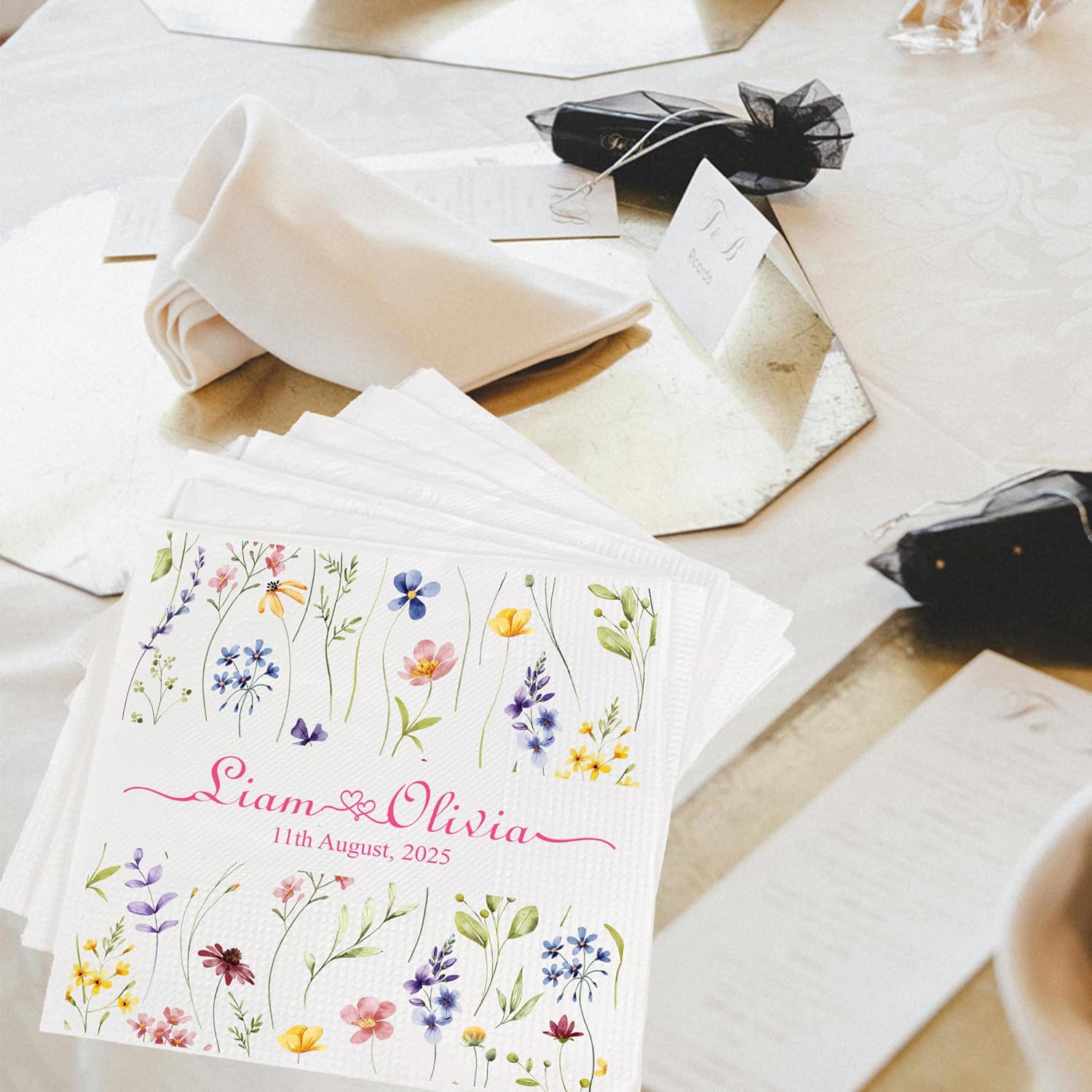Personalized Wedding Napkins with Name and Date