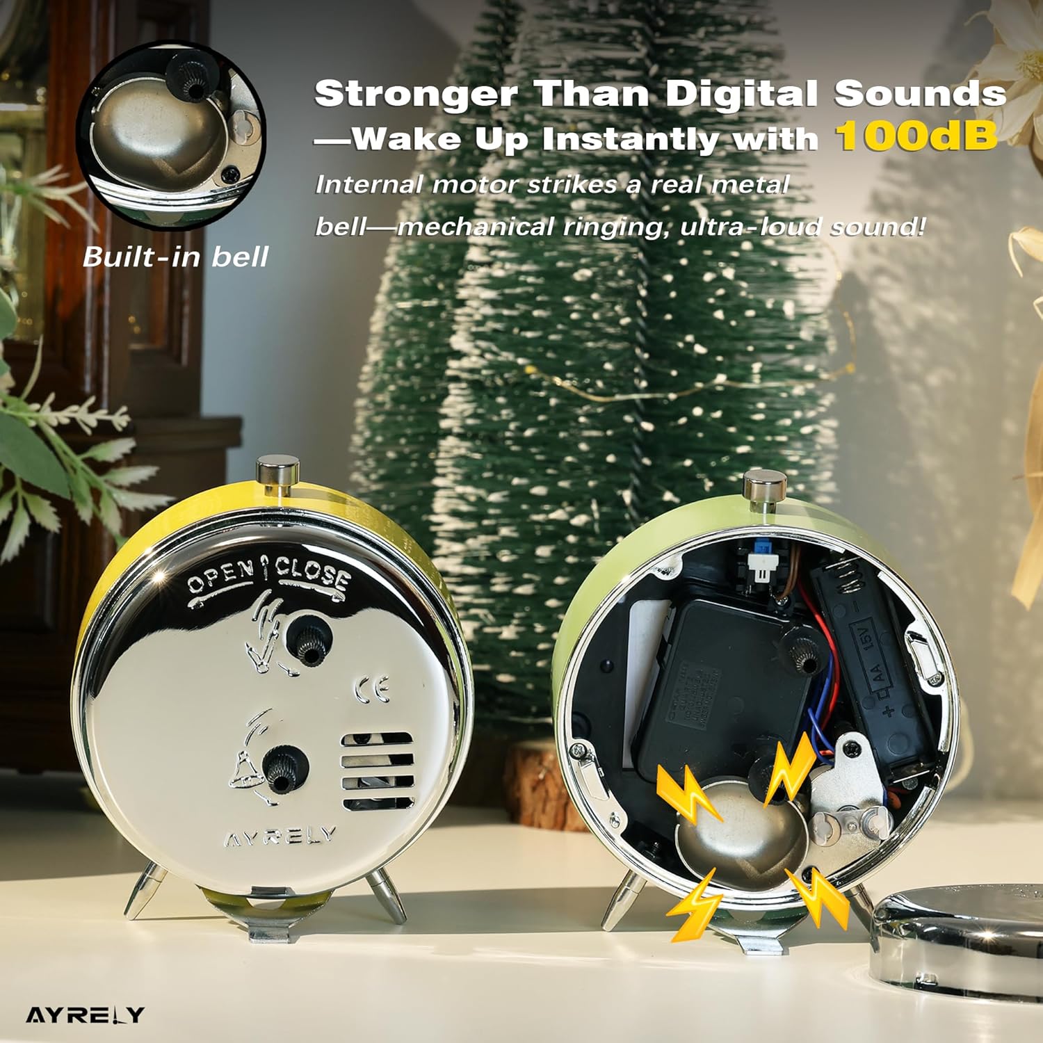 AYRELY 4 Inch Loud Analog Alarm Clock with Retro Design