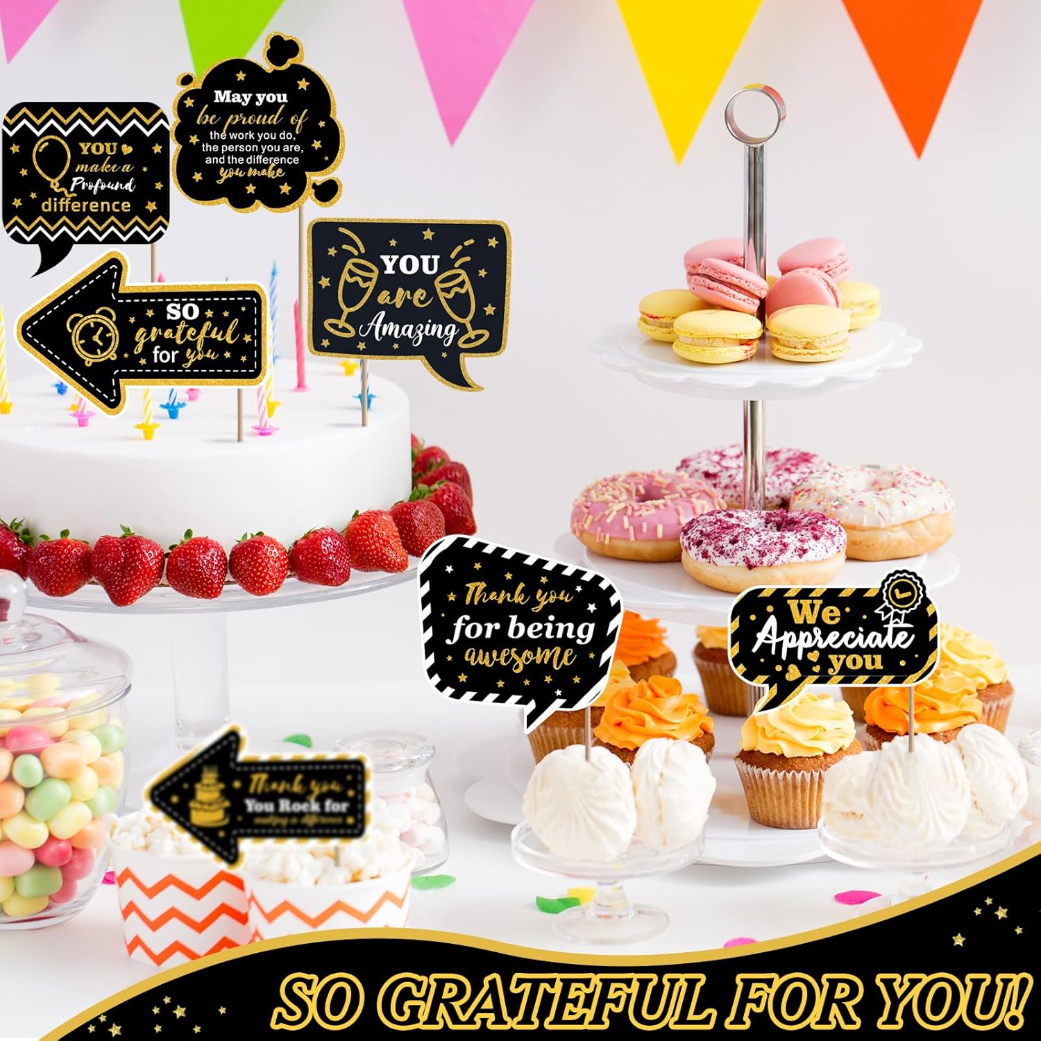 24 Pcs Thank You Photo Booth Props for Employee Appreciation Party