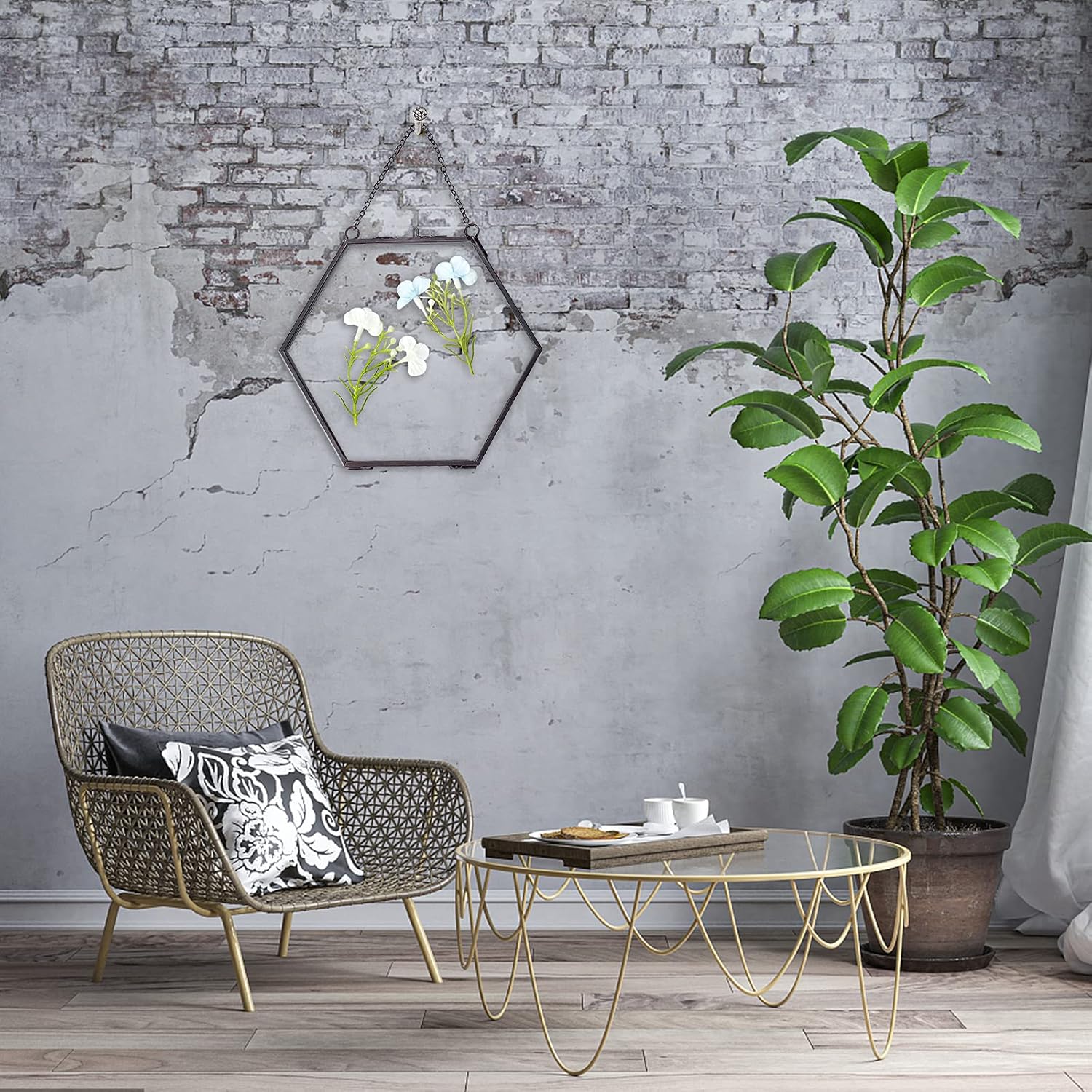FINGERINSPIRE Brass Hexagon Wall Frame 6x6 Inches
