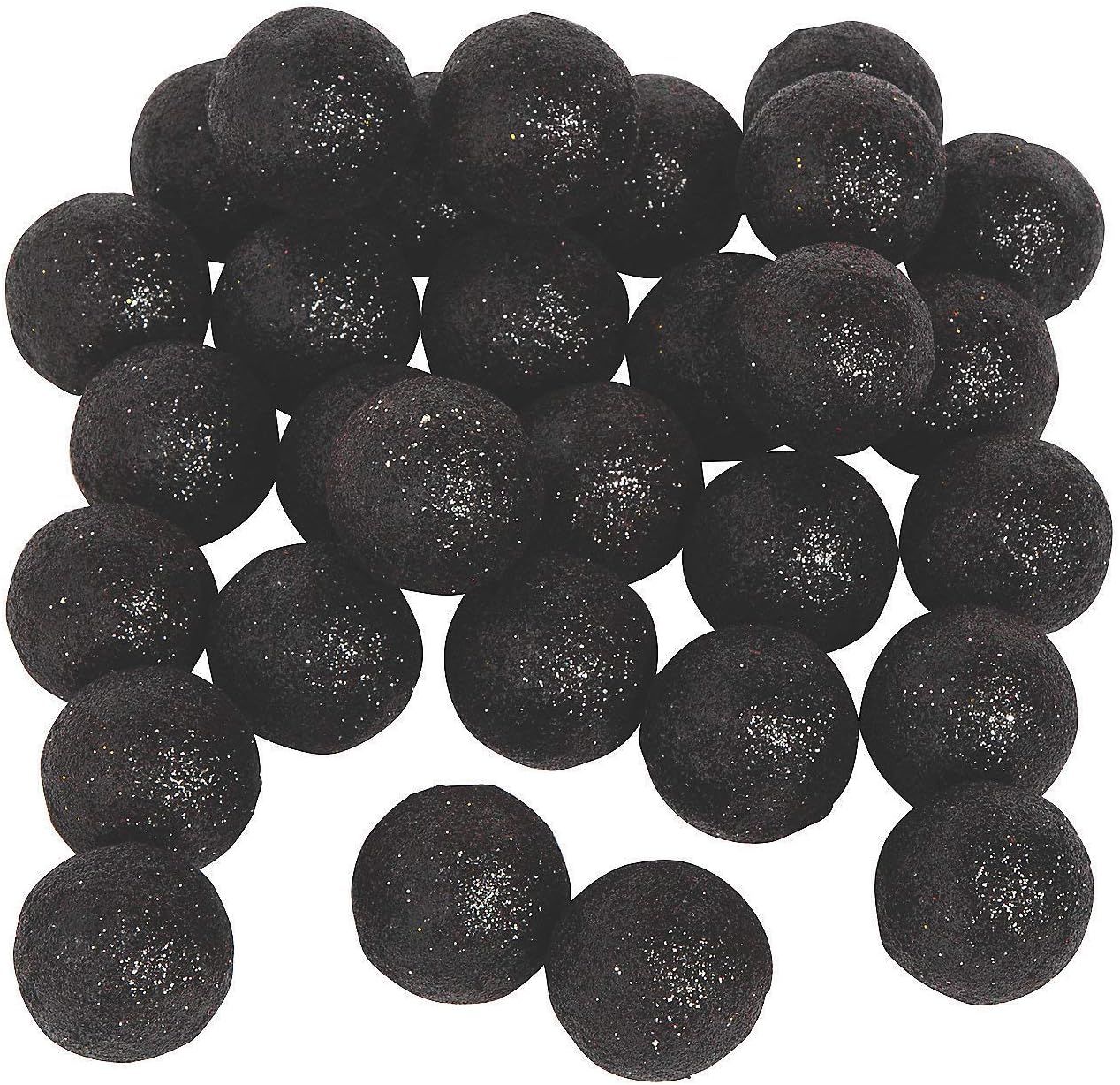 Fun Express Black Foam Glitter Balls - 075 Inch Diameter - 40 Pack