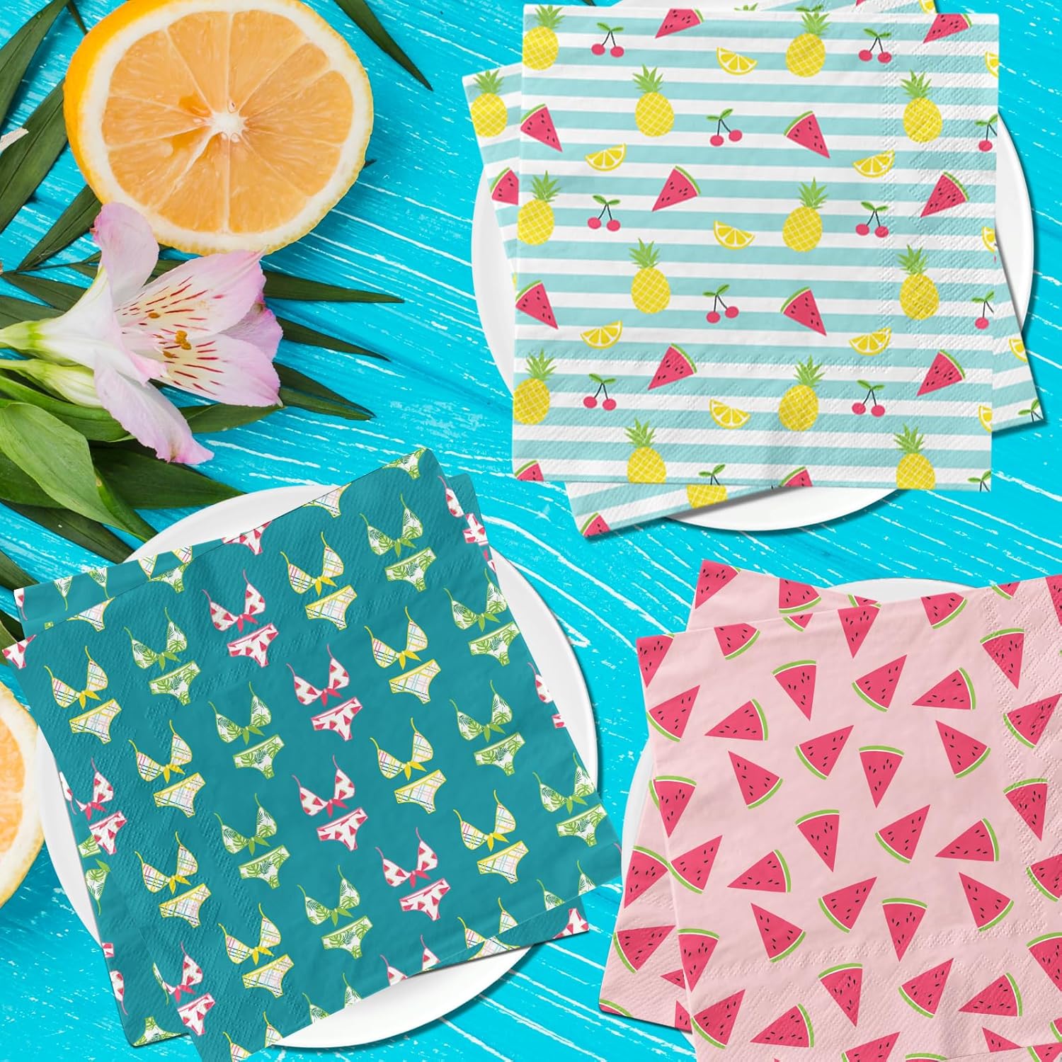 40pcs Summer Themed Napkins with Hello Summer Design