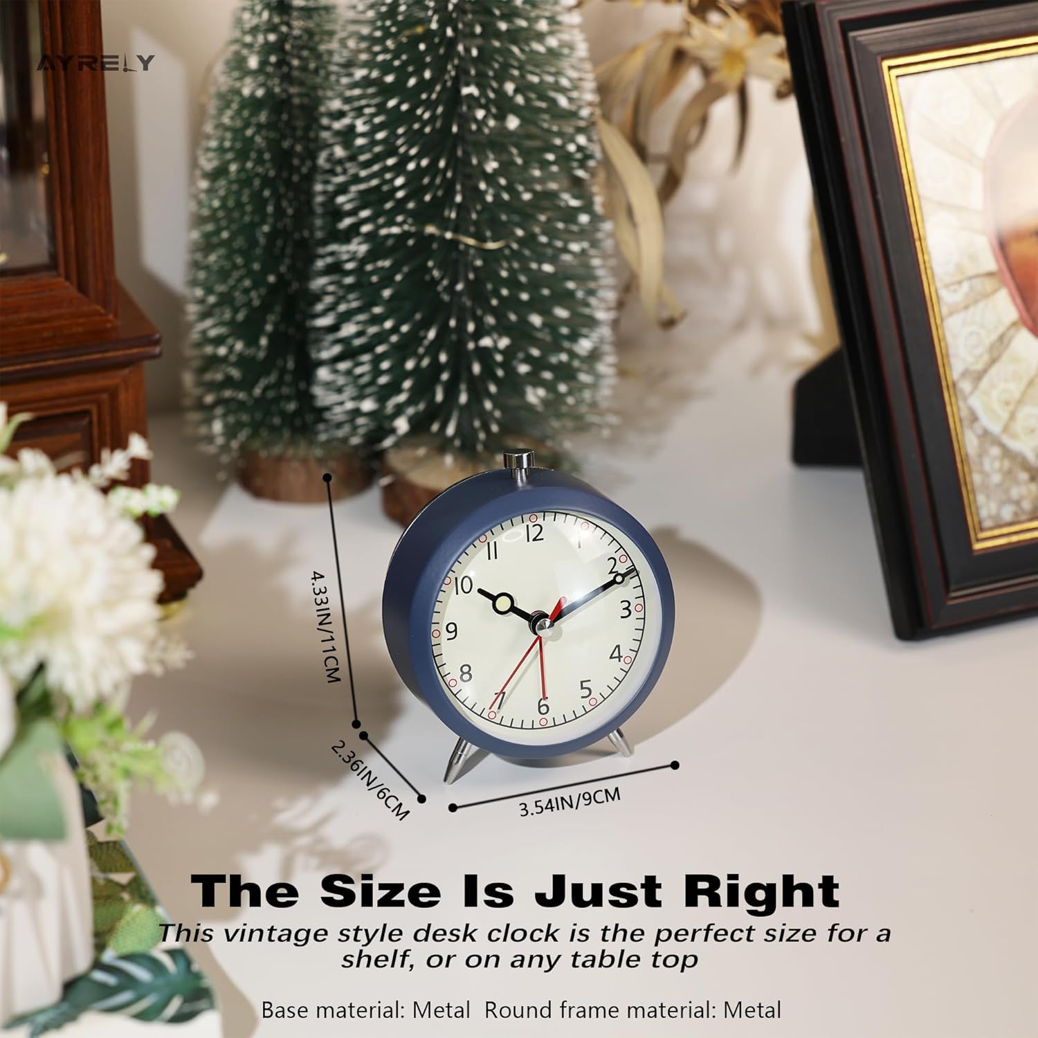 AYRELY 4 Inch Loud Analog Alarm Clock with Retro Design