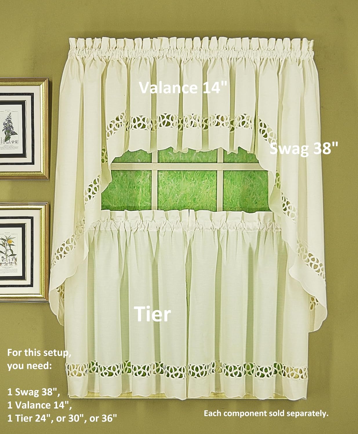 Todays Curtain Hellina Tapework Swag 38 Ecru 60 W x 38 L