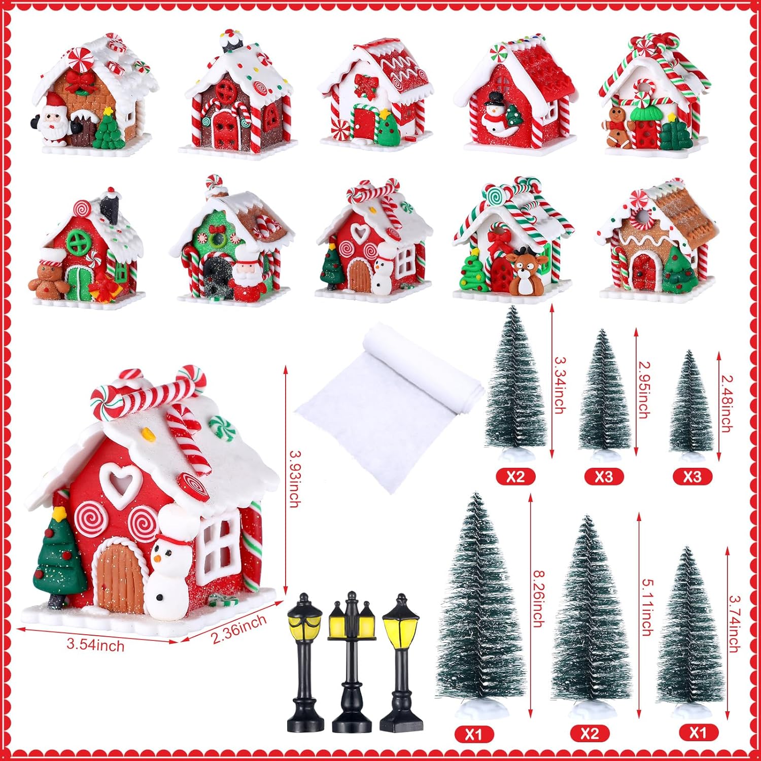 Shappy 48 Pcs Christmas Village Set with LED Lights and Trees