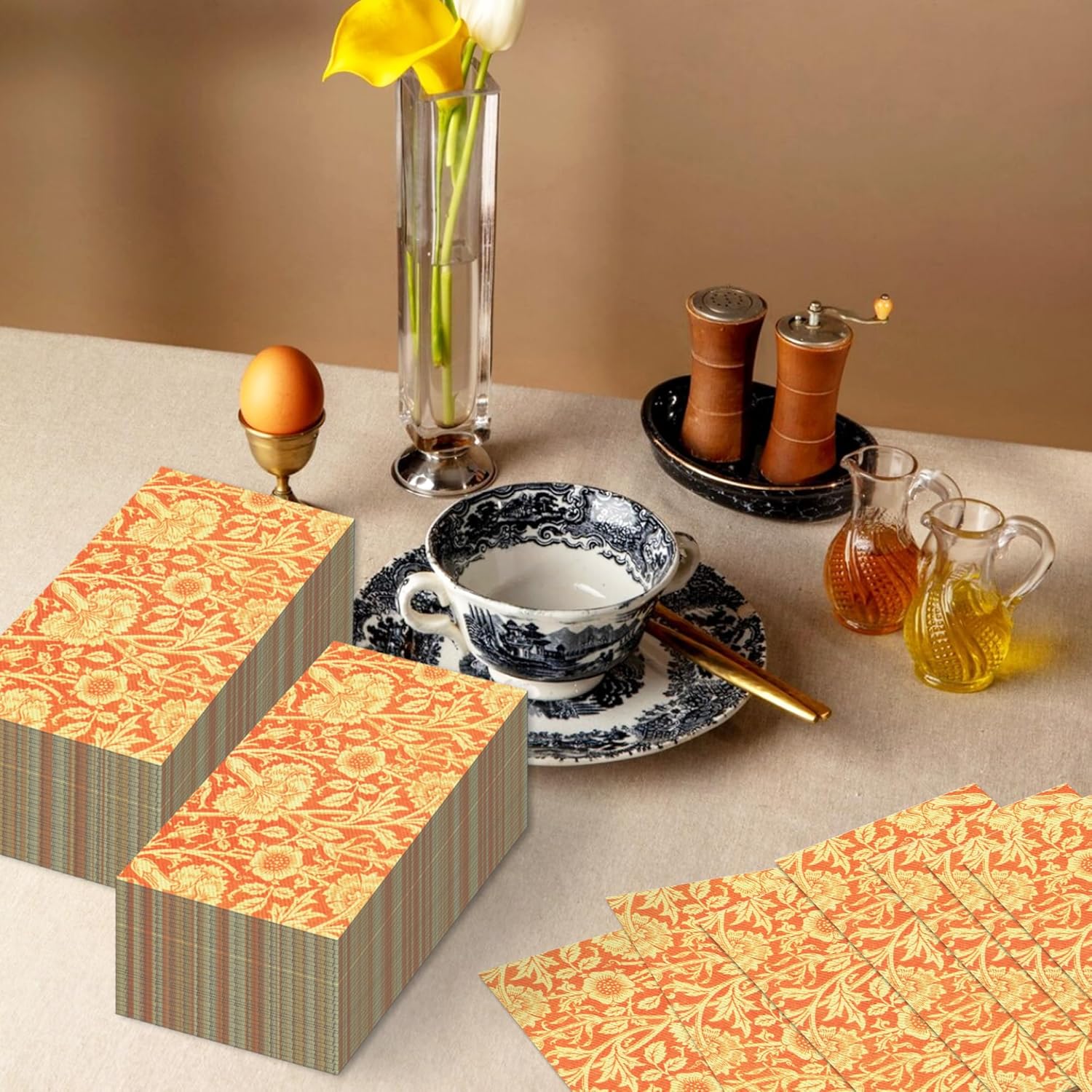 Vintage Floral Paper Napkins Set 80PCS