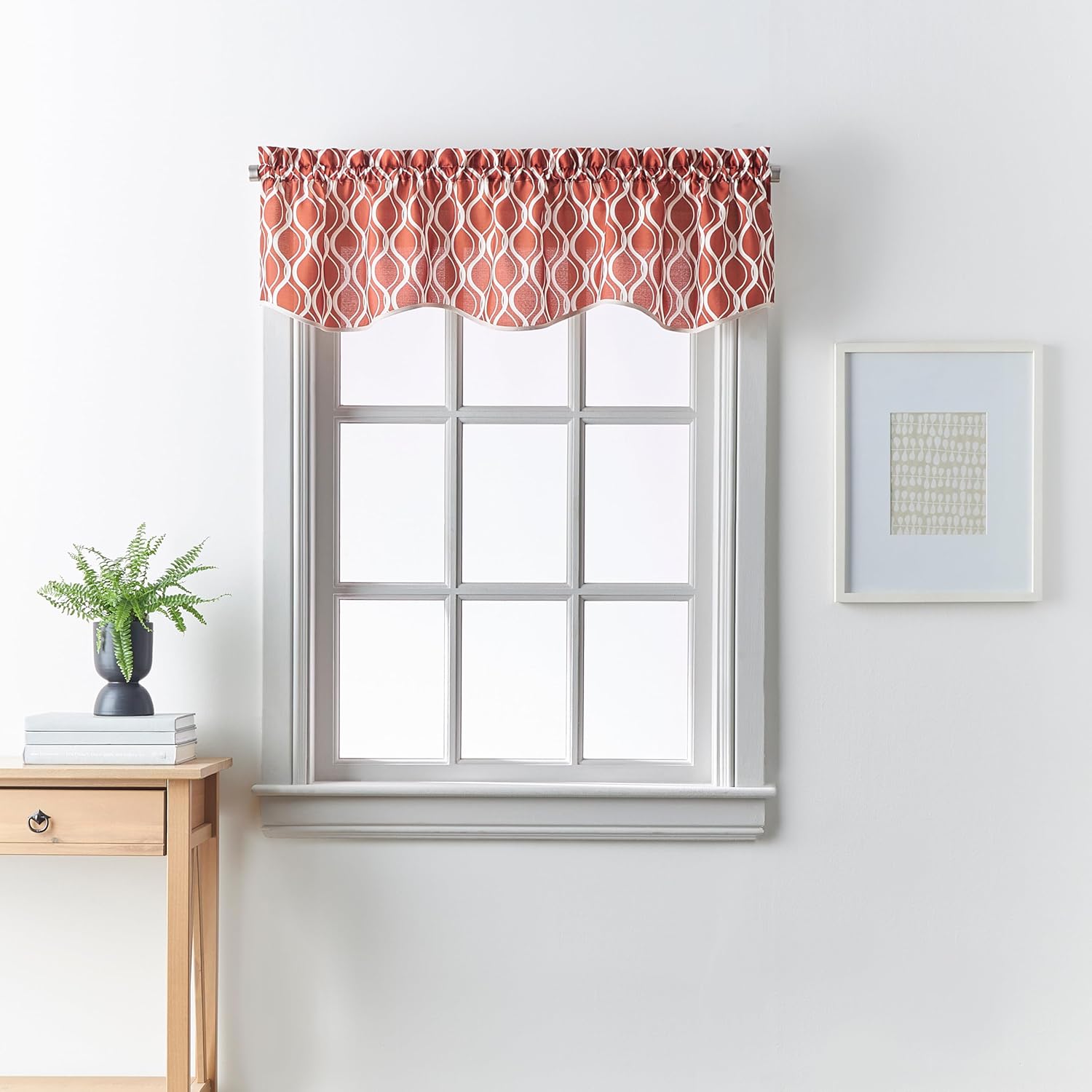 CHF Morocco Ogee Print Scallop Valance 58W x 14L Inch Clay