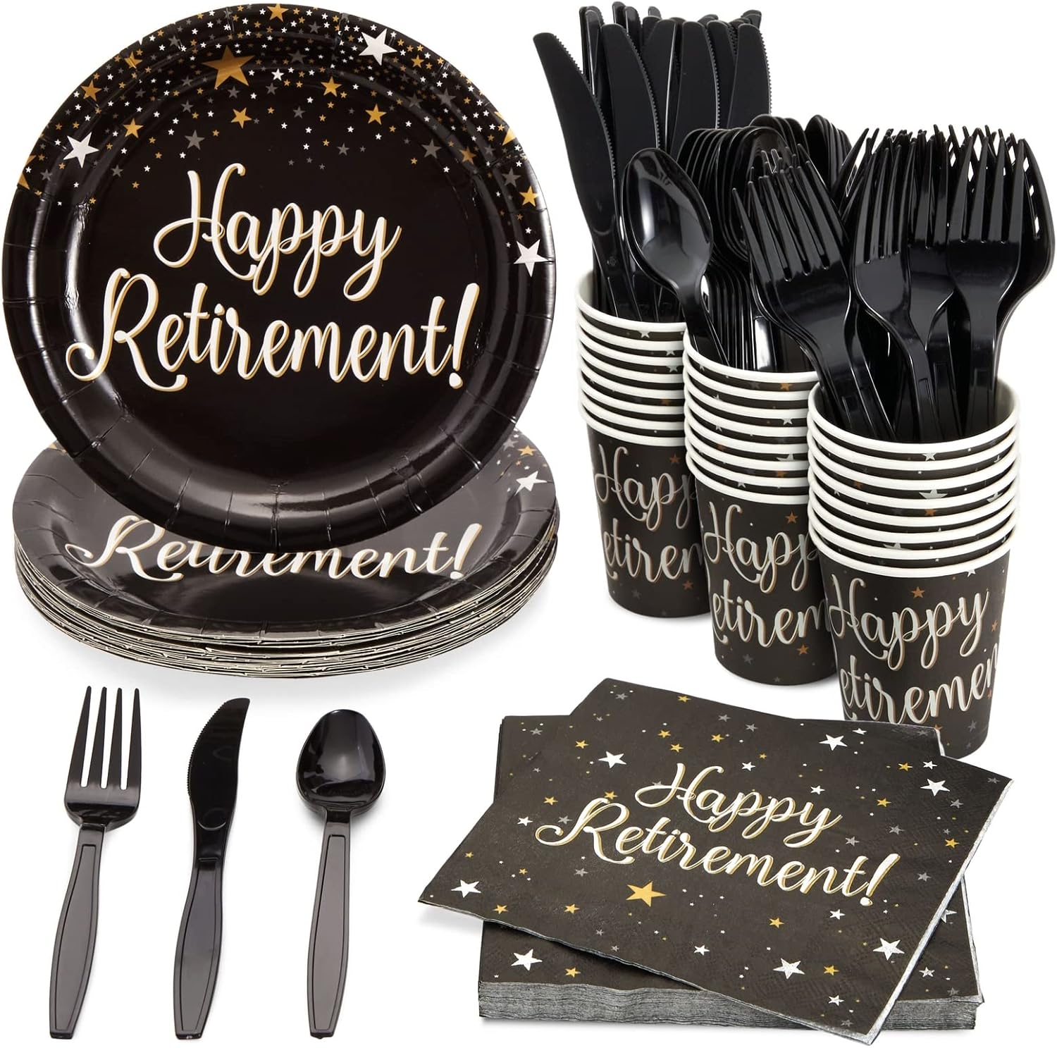 144-Piece Happy Retirement Party Supplies Set