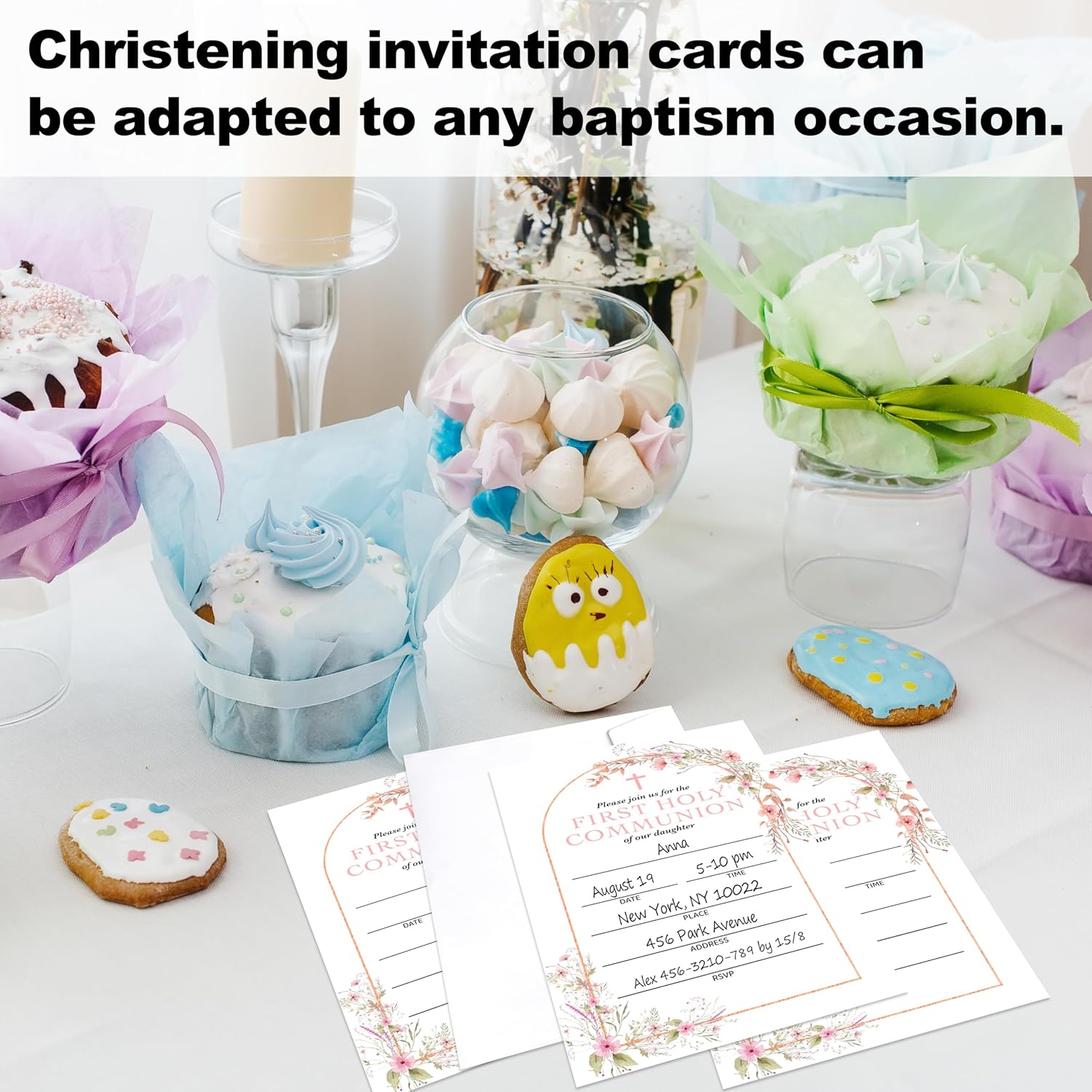 Baptism Invitation Set with 25 Cards and Envelopes