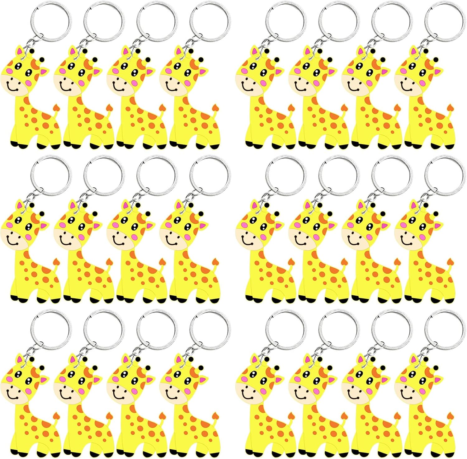 24 Pack Giraffe Keyrings Safari Party Favor