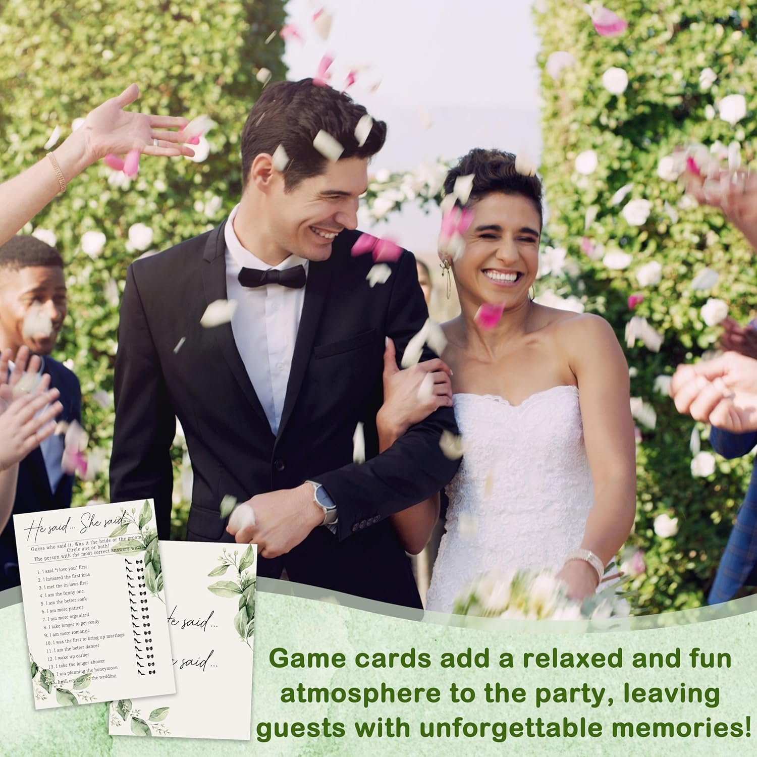 Greenery Bridal Shower Game Cards Set of 25