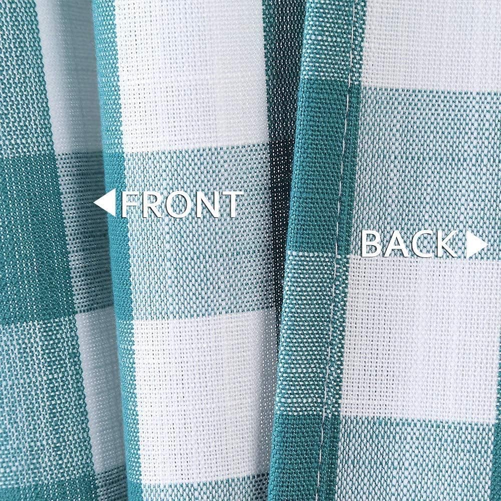 Teal Dark Blue Buffalo Check Valance Curtains 55x15