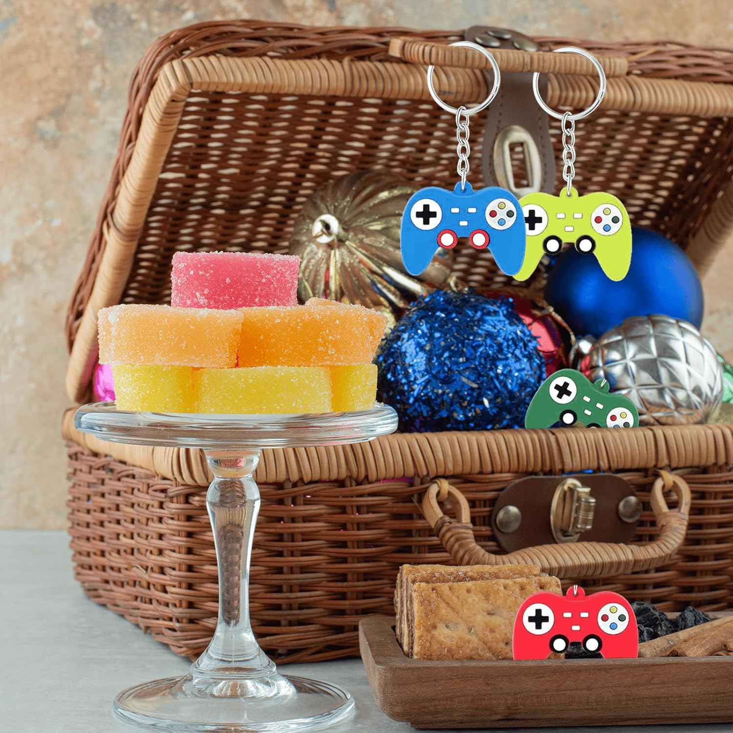 24PCS Video Game Party Favors Mini Game Controller Keychains