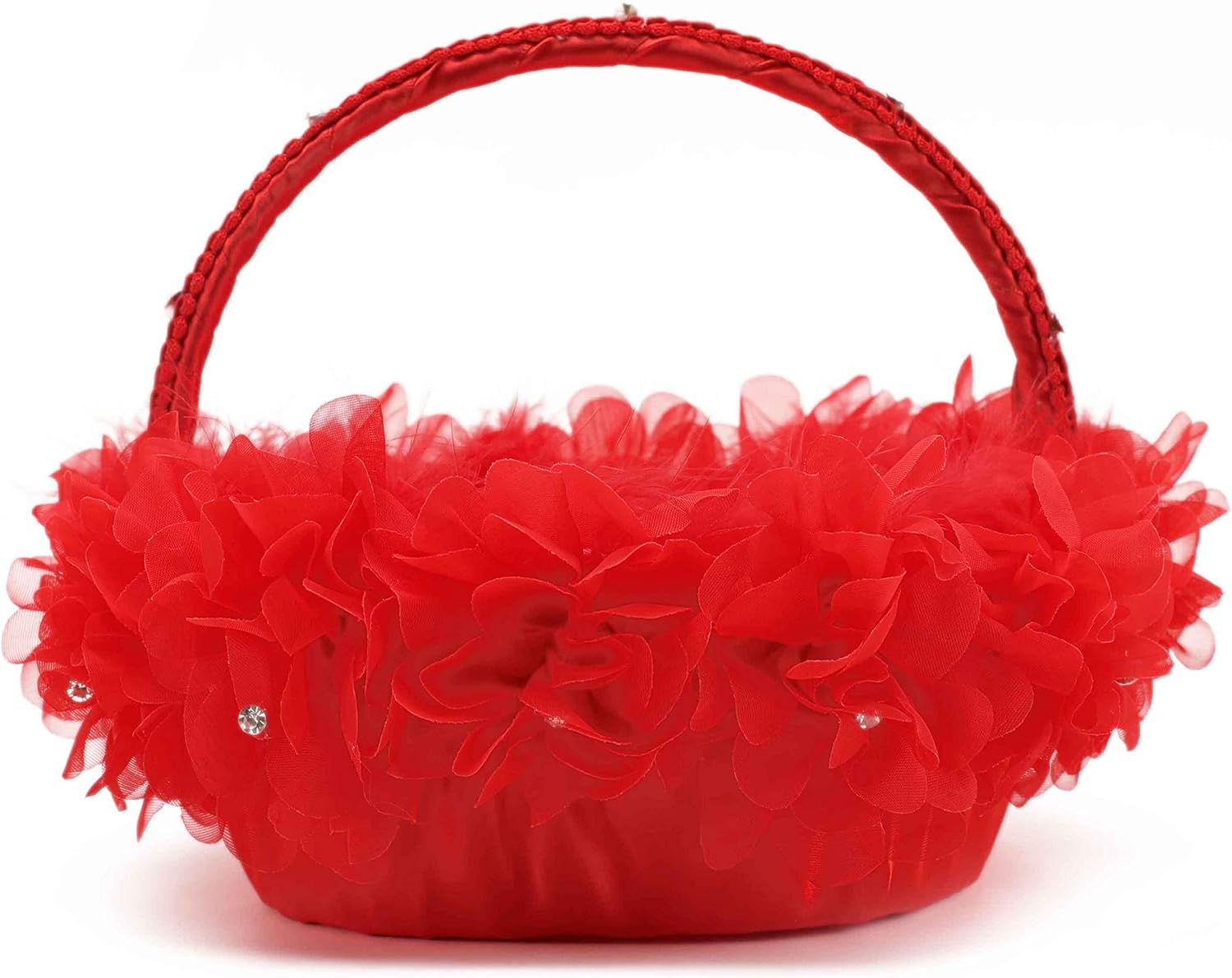HE ANDI 9 Inch Red Flower Girl Basket
