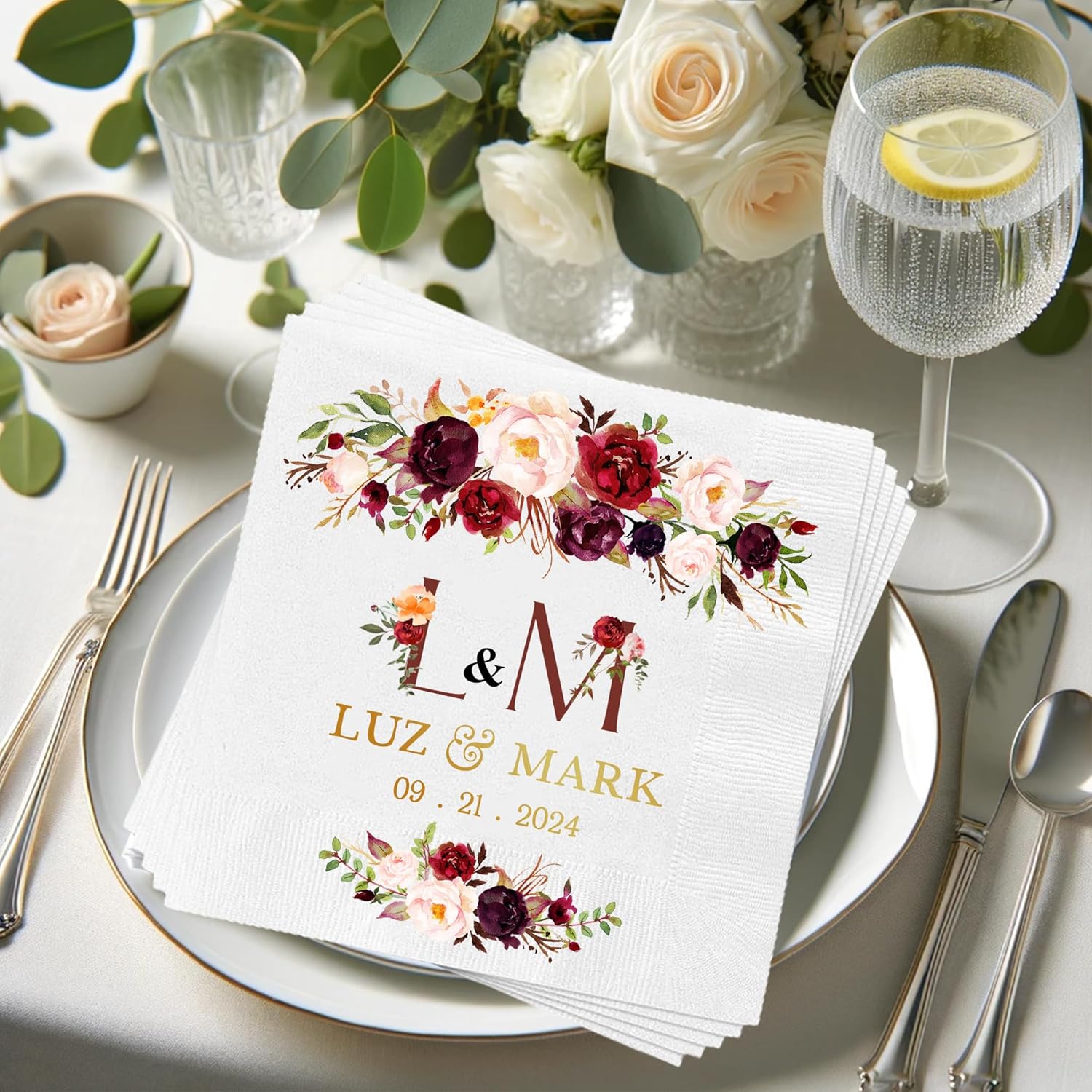 Luxury Personalized Napkins For Party Custom Printed Wedding Napkins