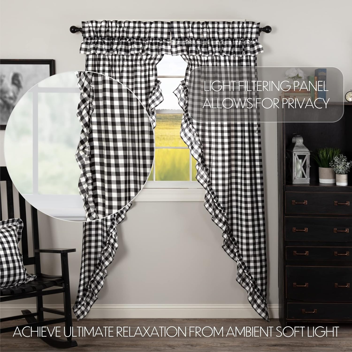 VHC Brands Black Buffalo Check Prairie Panels