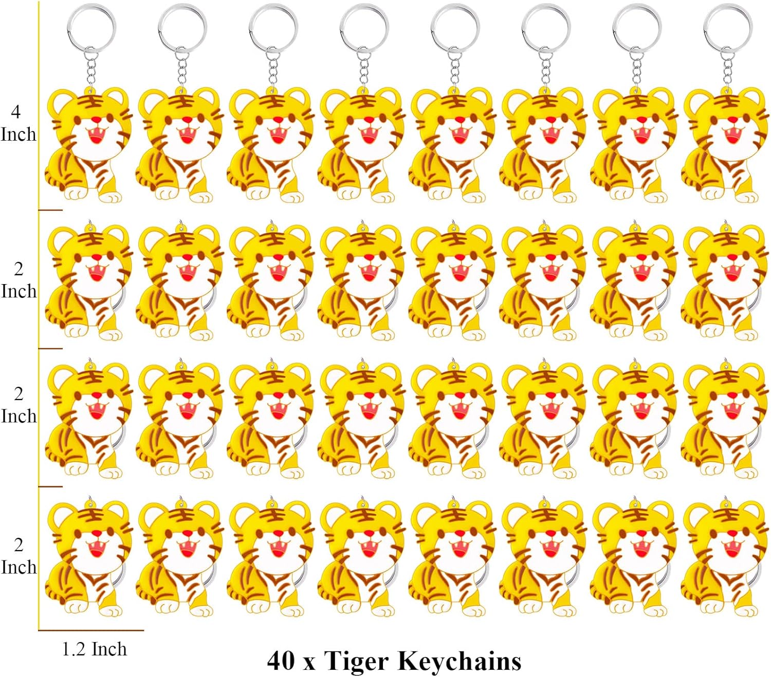 40 Pack Tiger Keyring Pack for Wild Animal Party