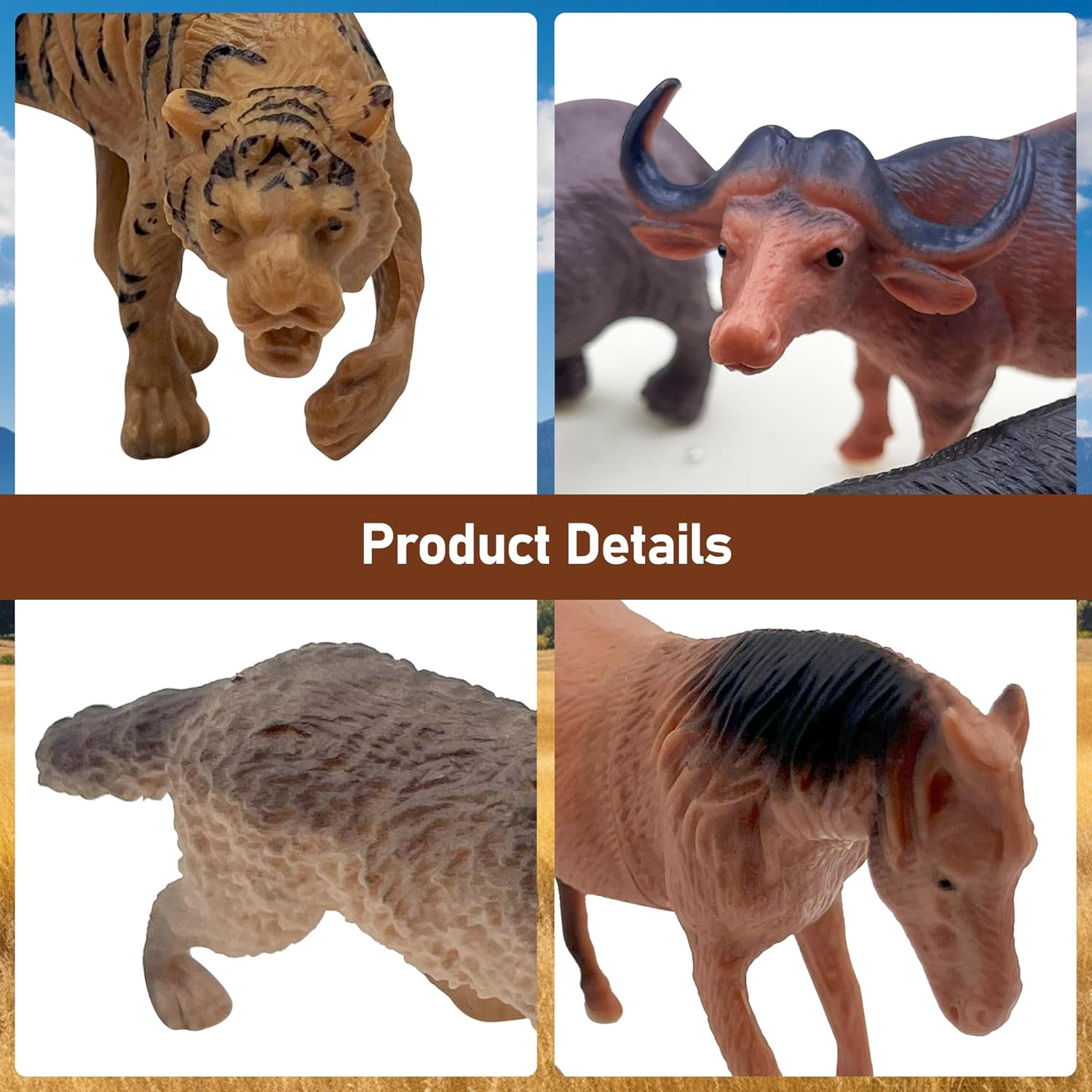 10pcs Safari Animal Cake Toppers for Jungle Themed Birthday Party