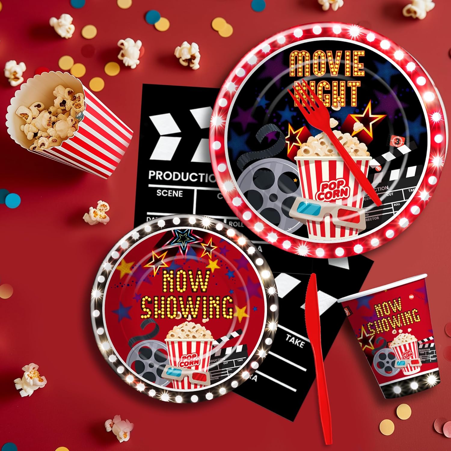 Xigejob Movie Night Tableware Set for 24 Guests