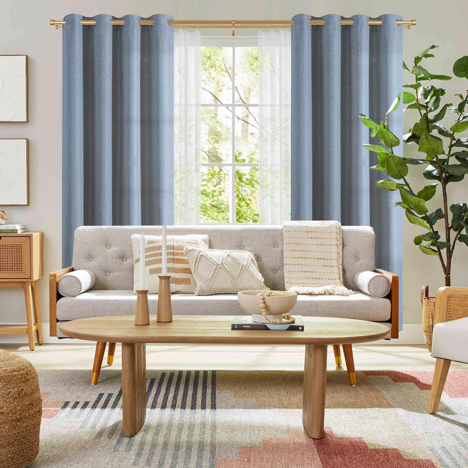 Joodxoe Double Curtain Rods 36-72 Inch Telescoping Warm Gold
