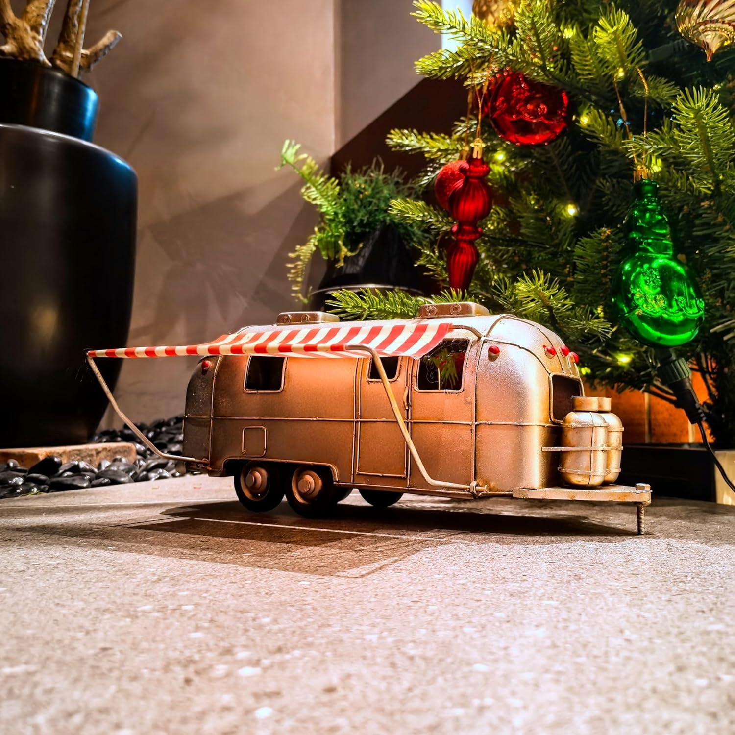 Rusty Retro Camper Model with Fabric Canopy