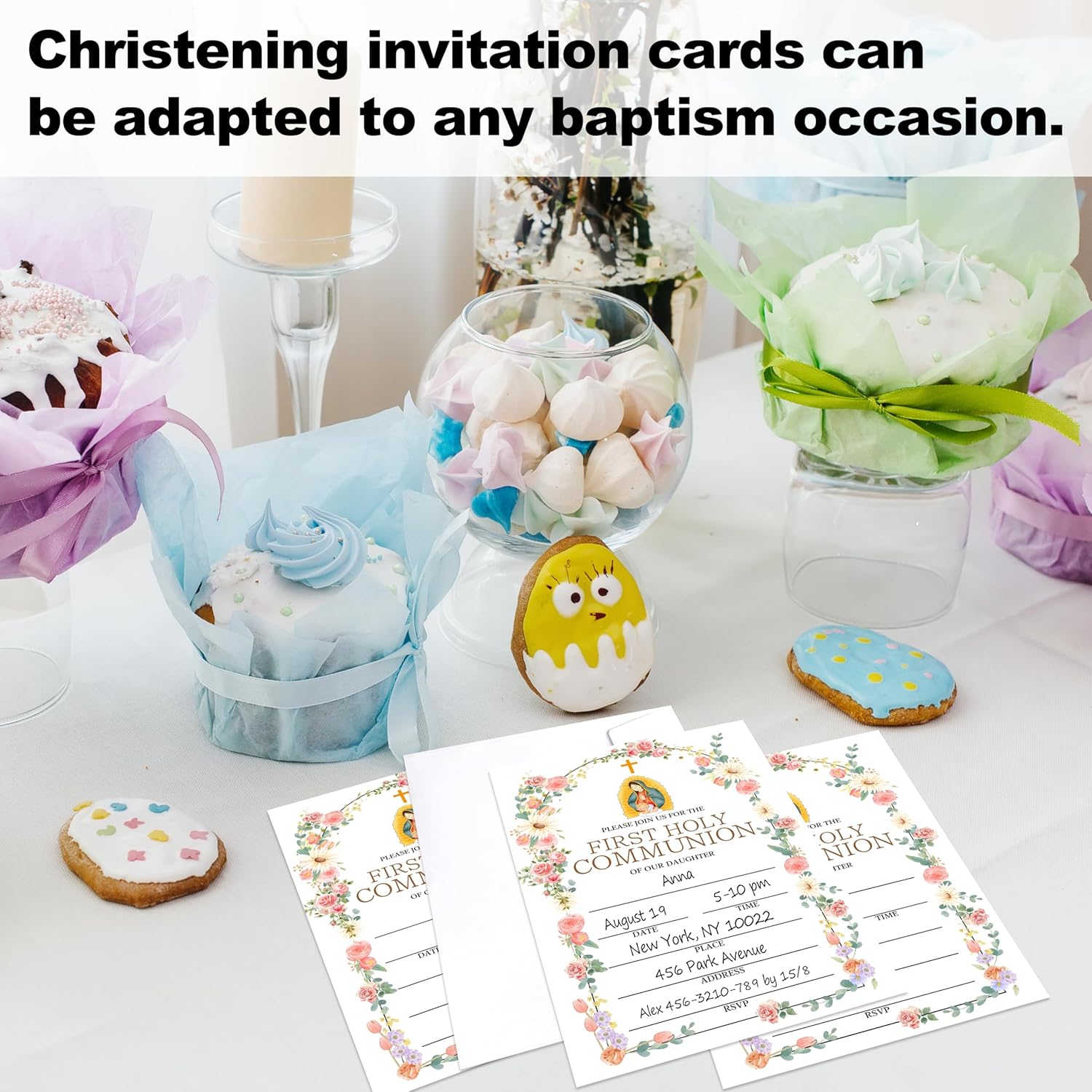 Baptism Invitations Set With Envelopes - 25 Cards