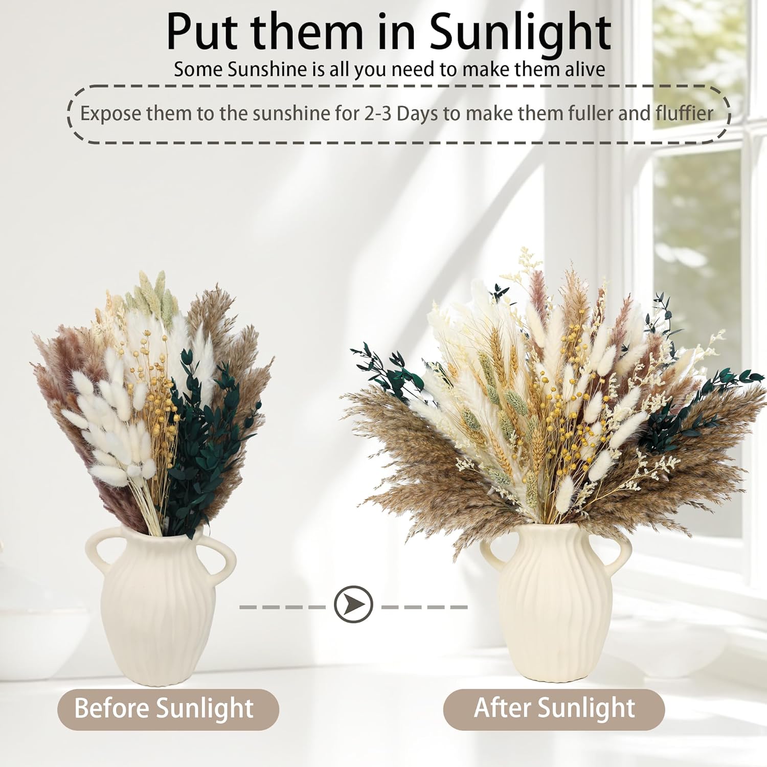 Dried Pampas Grass Decorations 117 Pieces Bouquet Set
