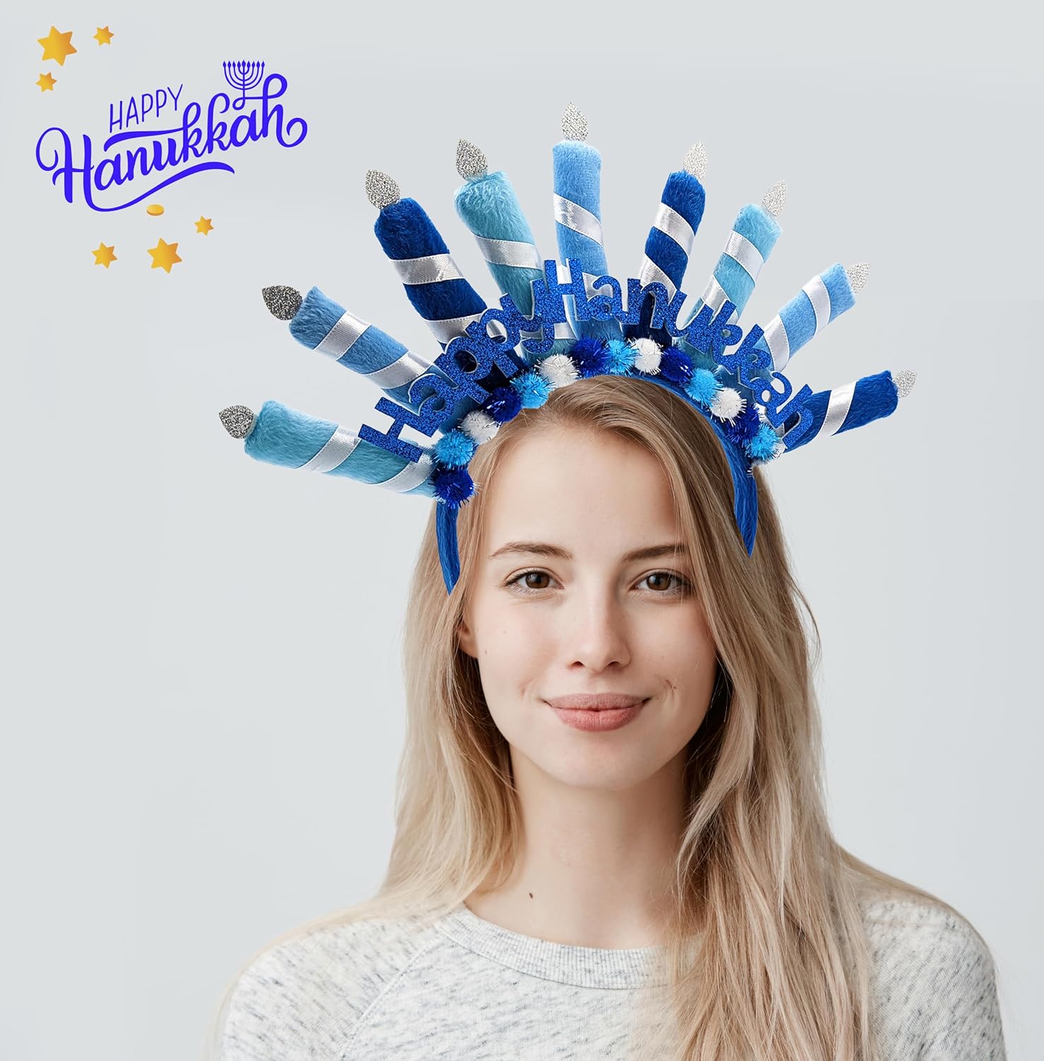 Menorah Headbands for Hanukkah 8 Pack