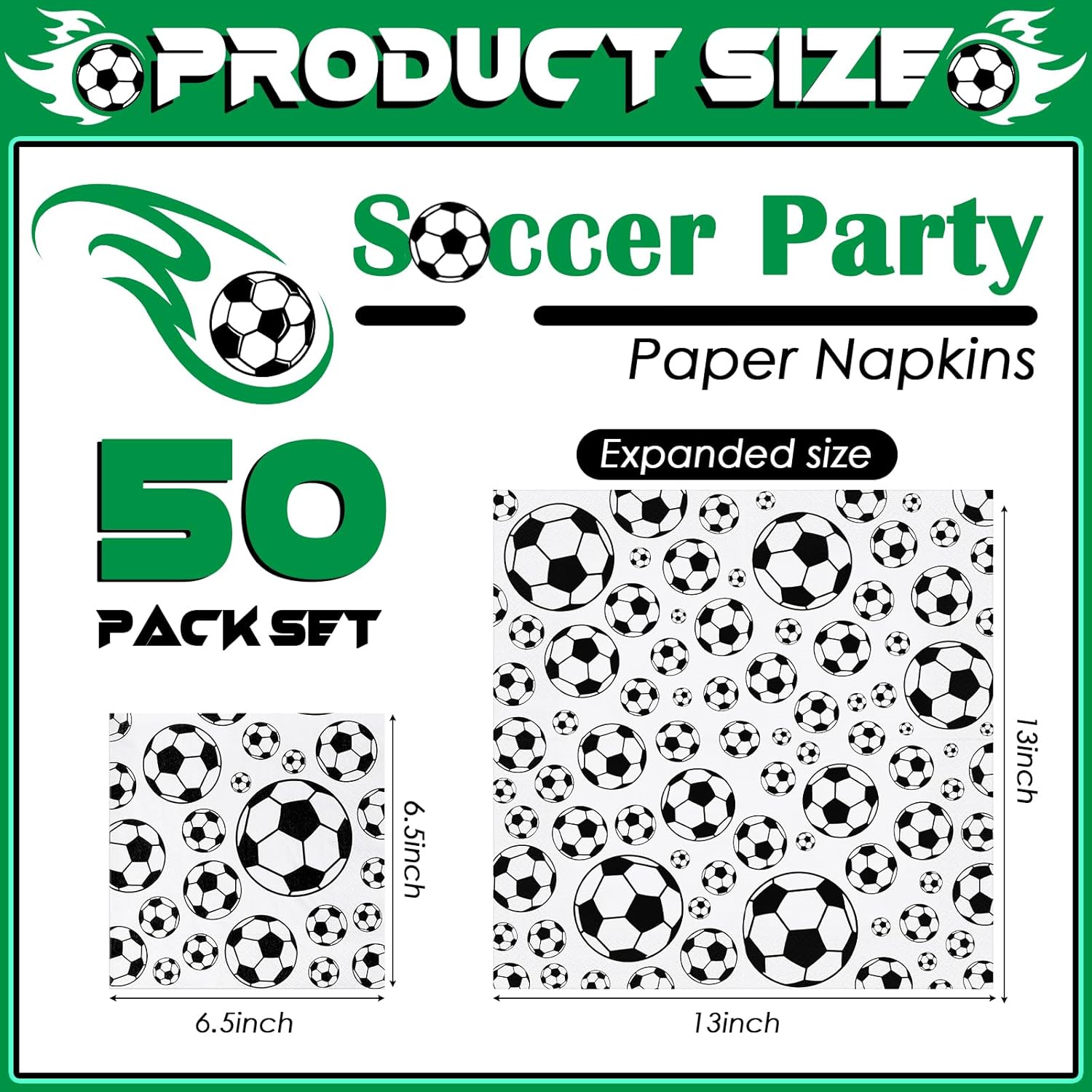 Hotop 50 Pcs Neon Soccer Party Napkins