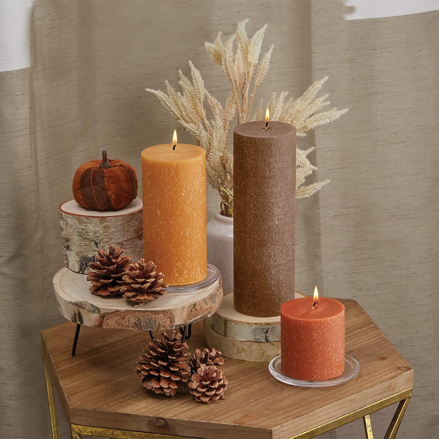 Root Candles Unscented Premium Beeswax Pillar Candles 3x9-Inch Butterscotch