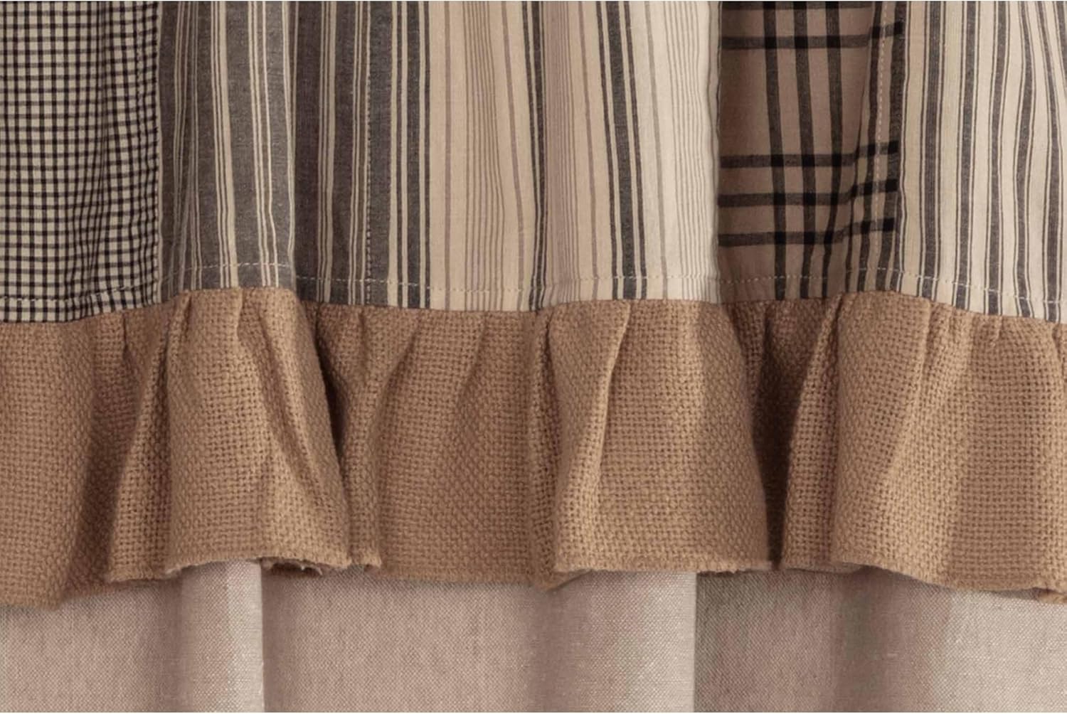 VHC Brands Sawyer Mill Curtain Panel 63x36 Charcoal Khaki Tan