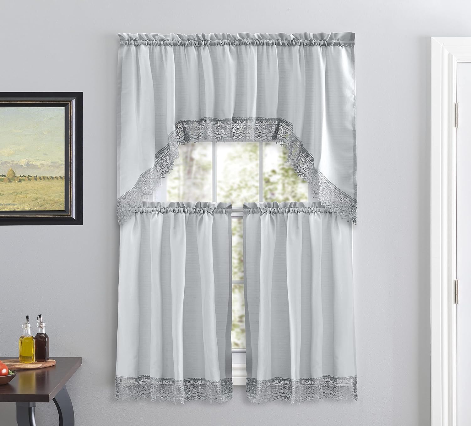 American Linen Caf Curtains 3-Piece Set