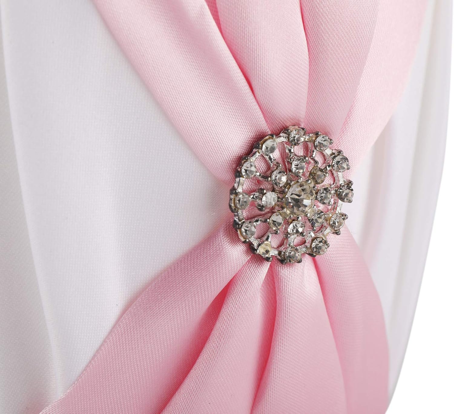 Satin and Artificial Crystal Flower Girl Basket Pink