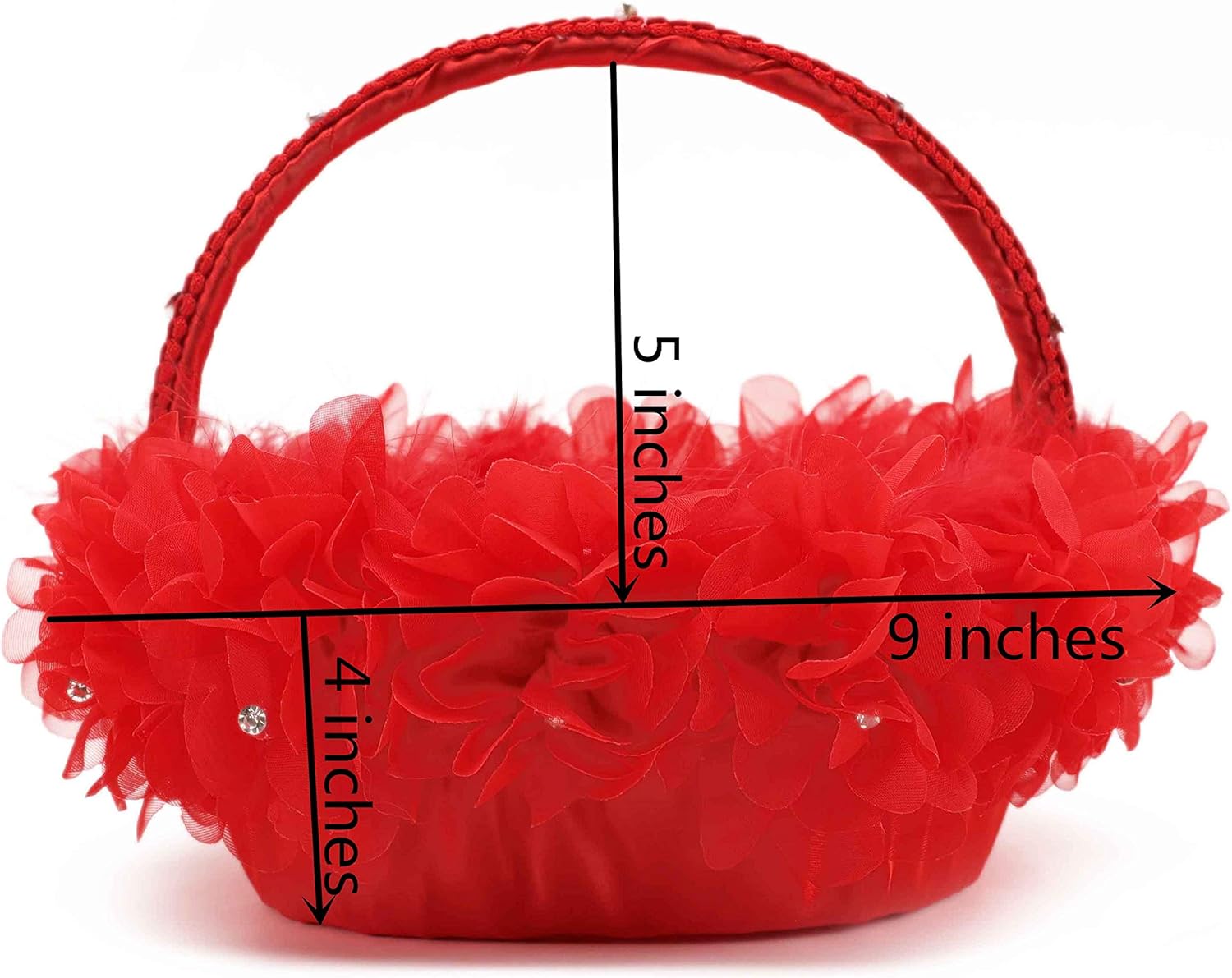 HE ANDI 9 Inch Red Flower Girl Basket