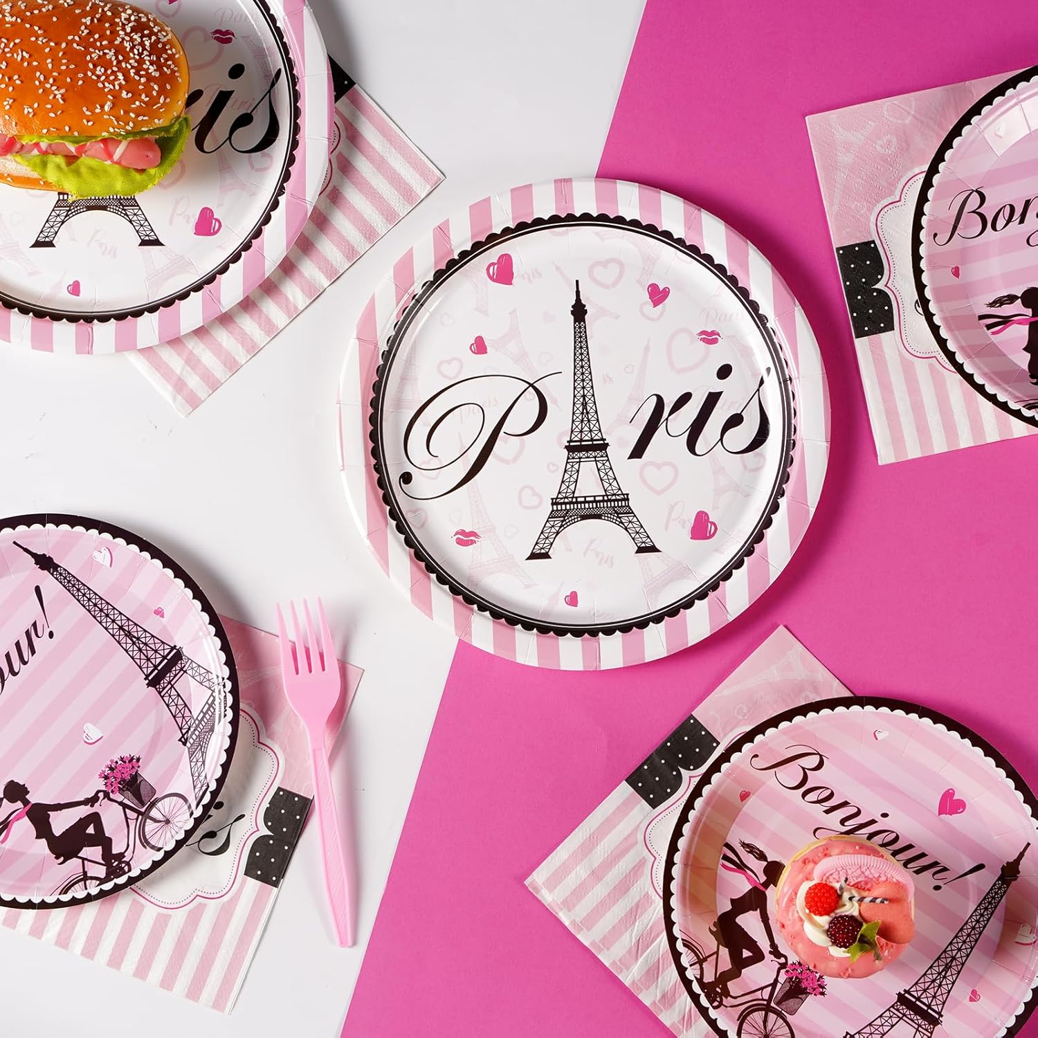 Grencian Paris Eiffel Tower Plates Party Set 24Pcs