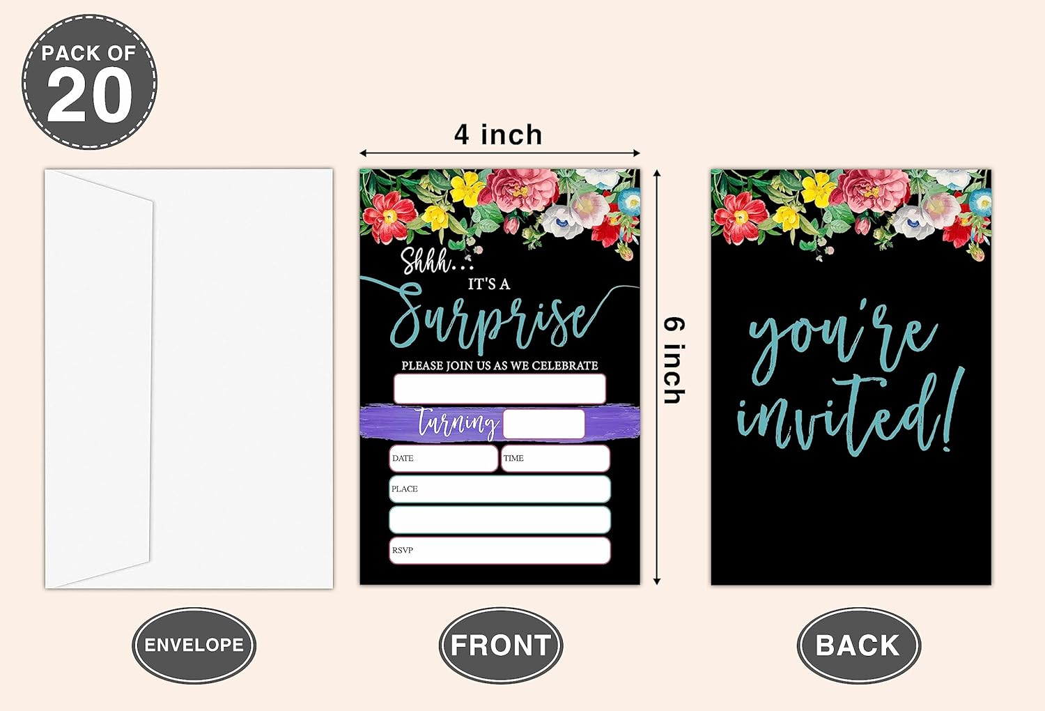 OICPYD Surprise Birthday Invitations Set