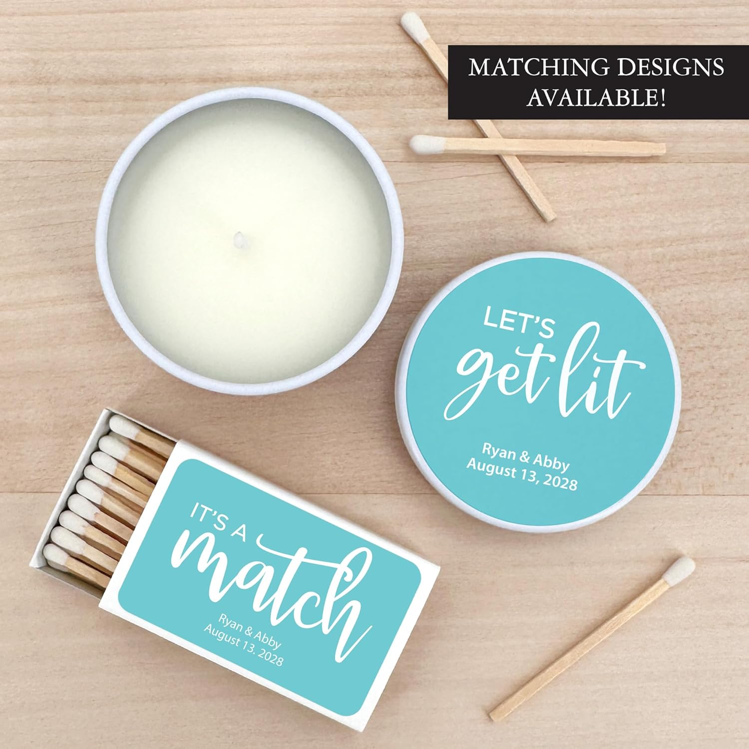 Personalized Soy Candle with Lavender Scent in White Tin Set of 10